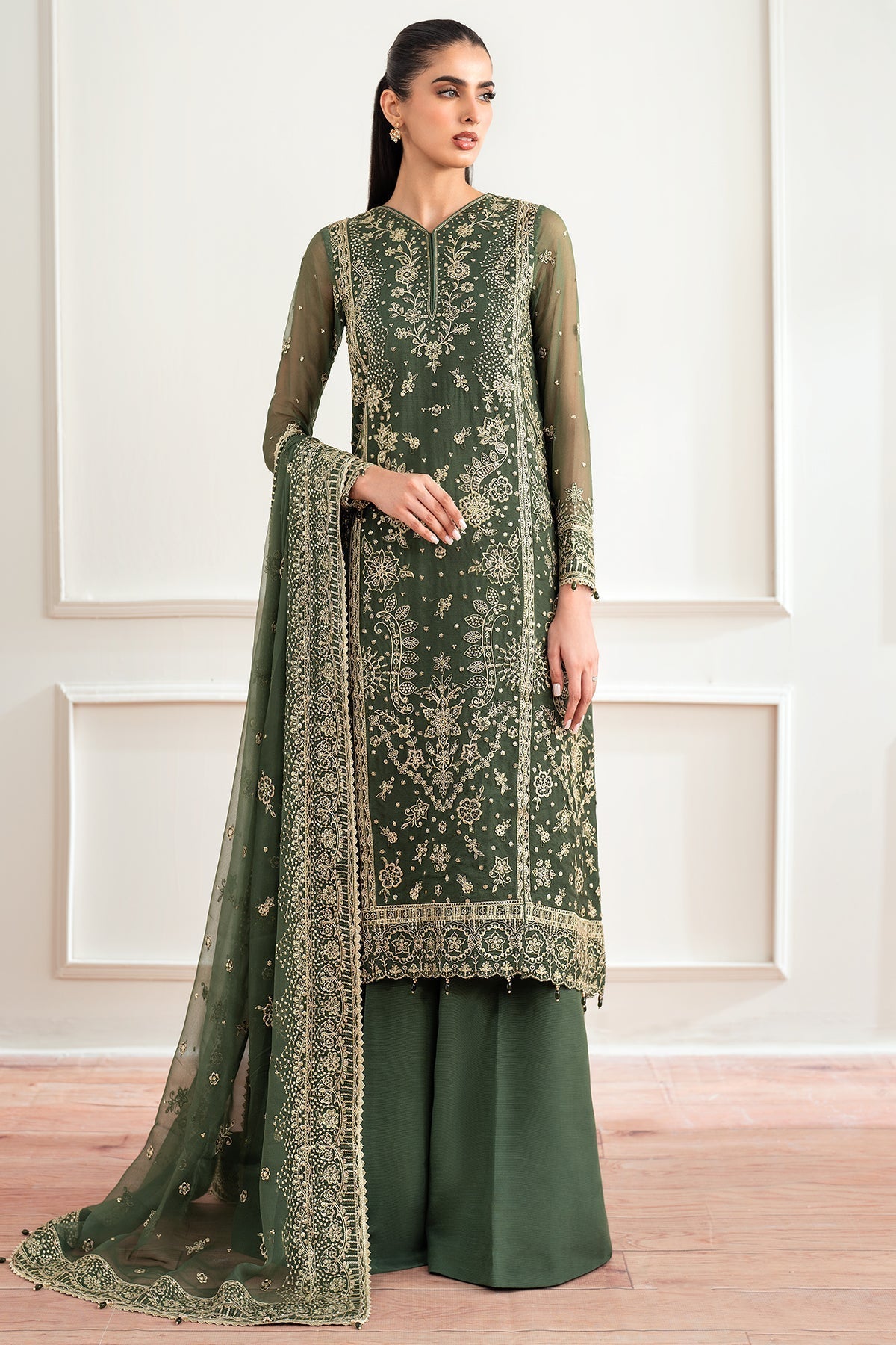 Farasha Muted Moss Style — Mairaz Three-Piece Suit