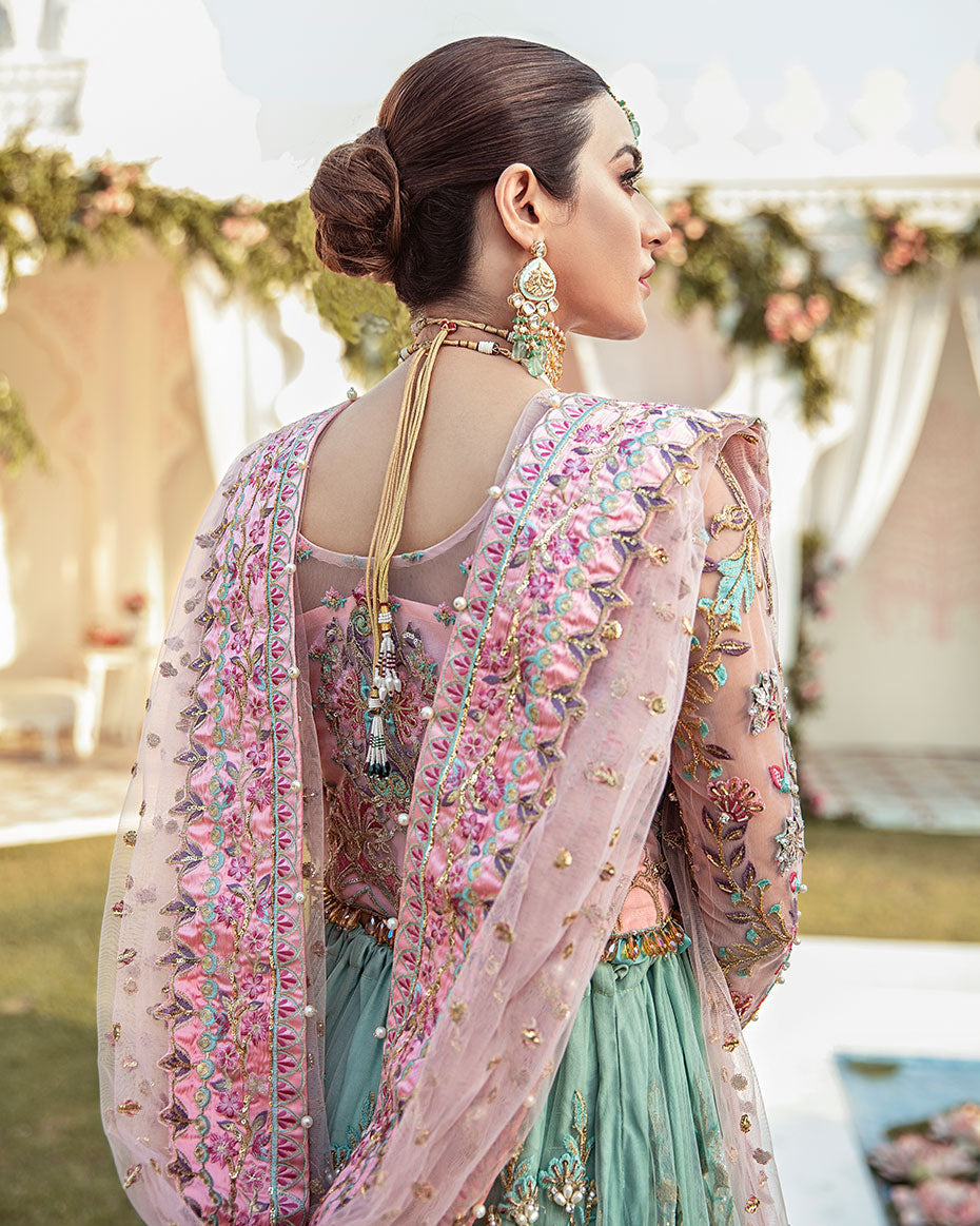 Gulaal Joli WS-03 Style — Mairaz Pink & Sea Green Wedding Maxi