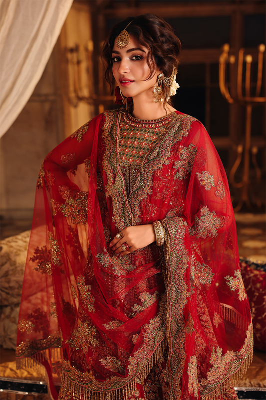 Saad Shaikh Shehnoor Style — Mairaz Red Lehenga