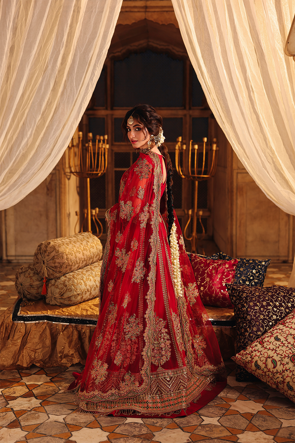 Saad Shaikh Shehnoor Style — Mairaz Red Lehenga