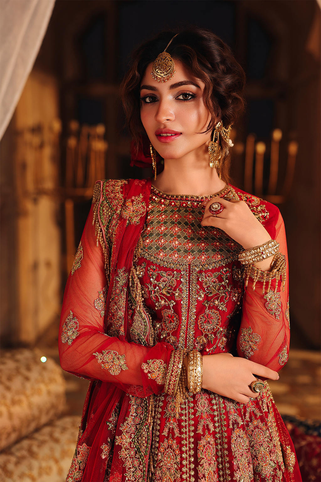 Saad Shaikh Shehnoor Style — Mairaz Red Lehenga