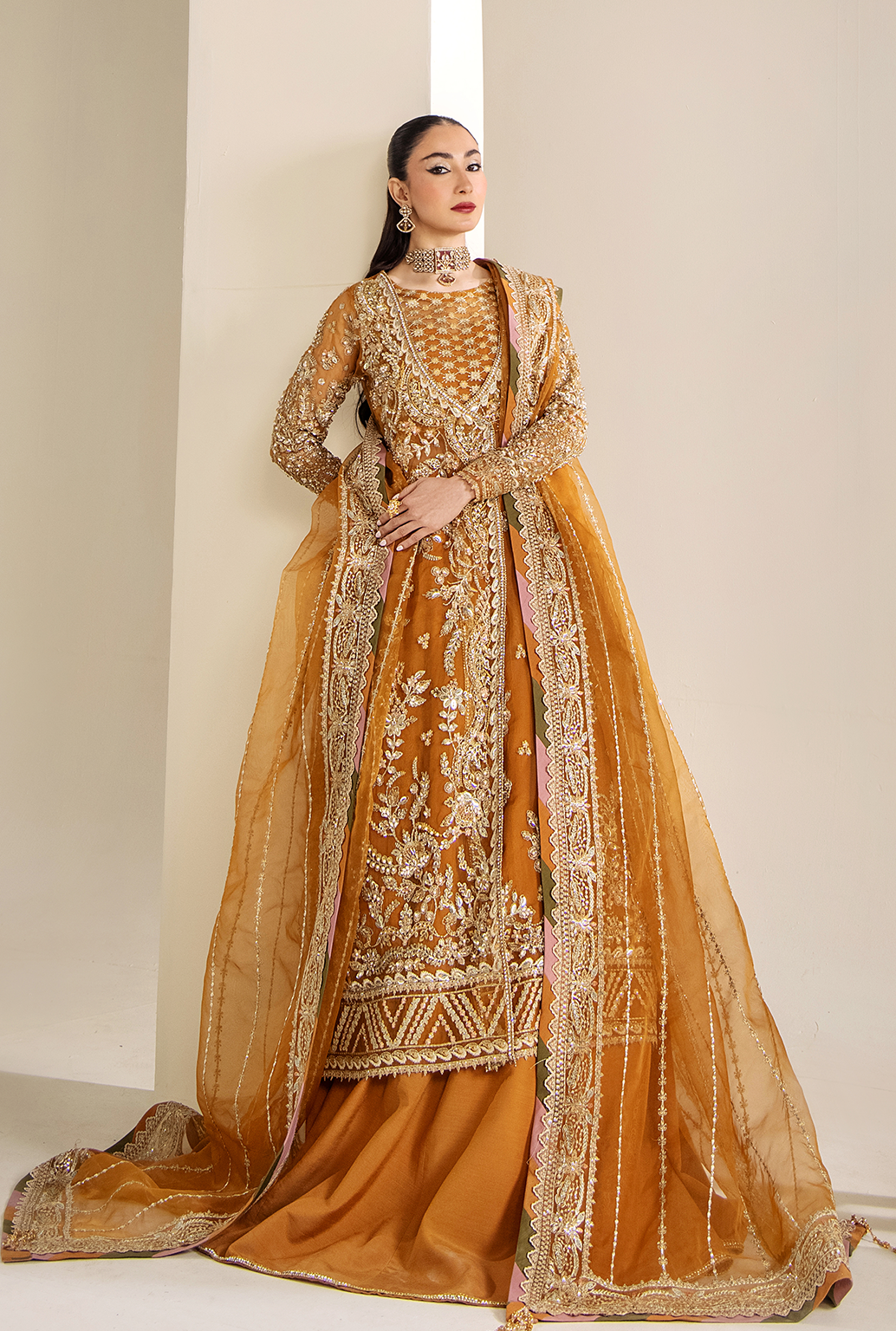 Saad Shaikh Vera Style — Mairaz Mustard Three-Piece Suit