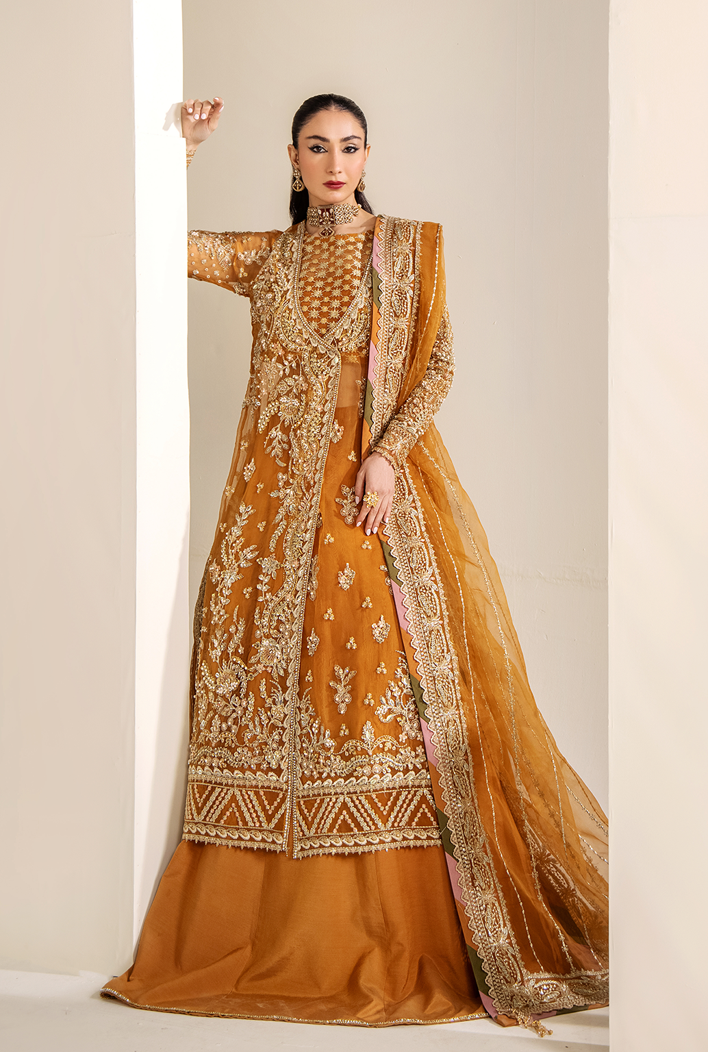 Saad Shaikh Vera Style — Mairaz Mustard Three-Piece Suit
