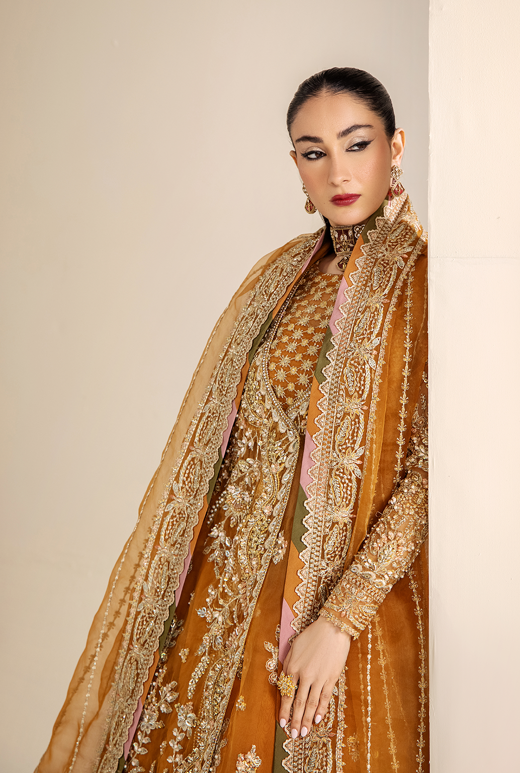 Saad Shaikh Vera Style — Mairaz Mustard Three-Piece Suit