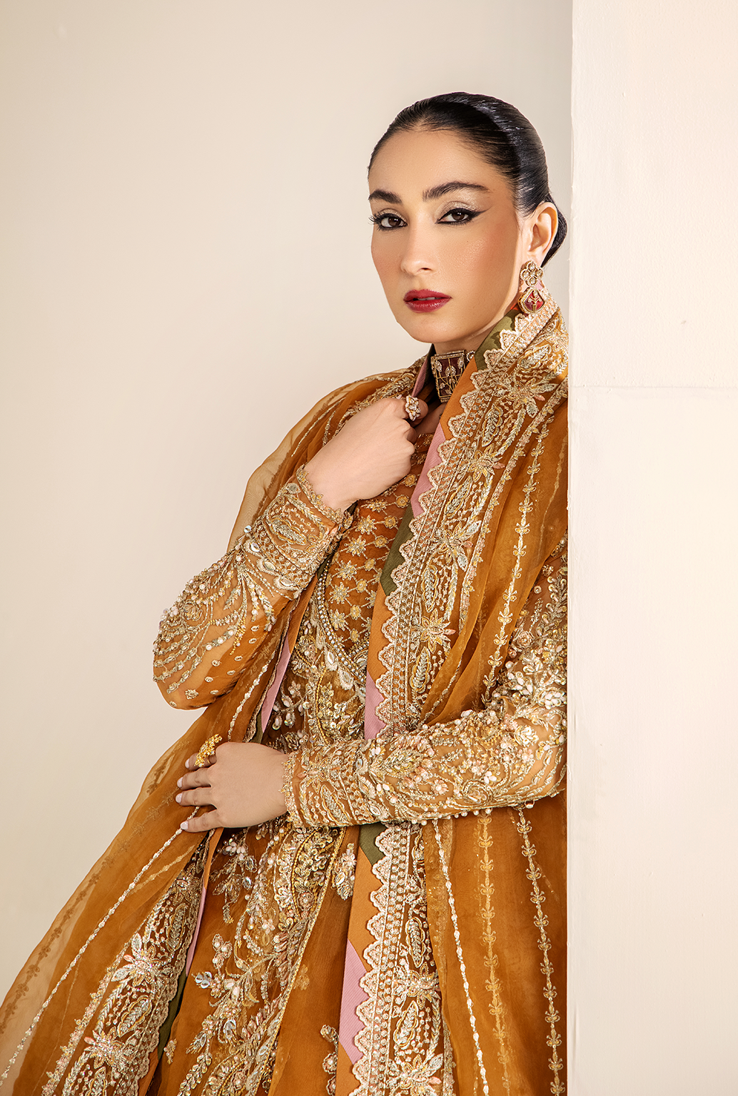 Saad Shaikh Vera Style — Mairaz Mustard Three-Piece Suit