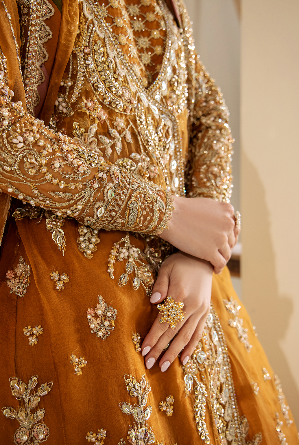 Saad Shaikh Vera Style — Mairaz Mustard Three-Piece Suit
