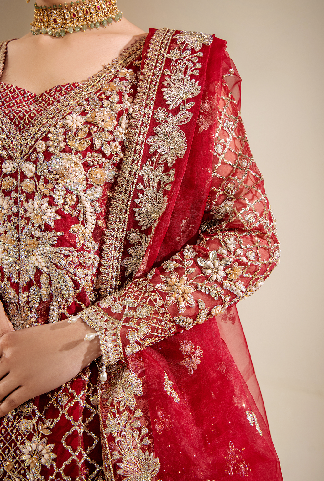 Saad Shaikh Amelie Style — Mairaz Maroon Lehenga