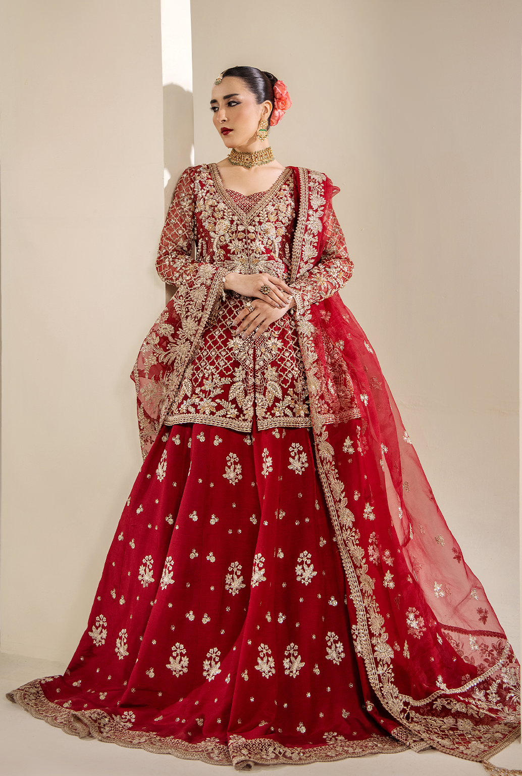 Saad Shaikh Amelie Style — Mairaz Maroon Lehenga
