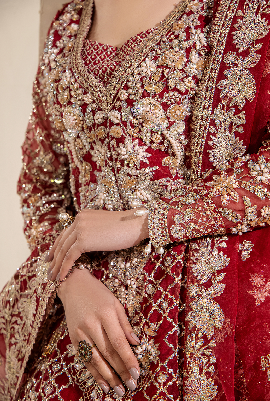 Saad Shaikh Amelie Style — Mairaz Maroon Lehenga