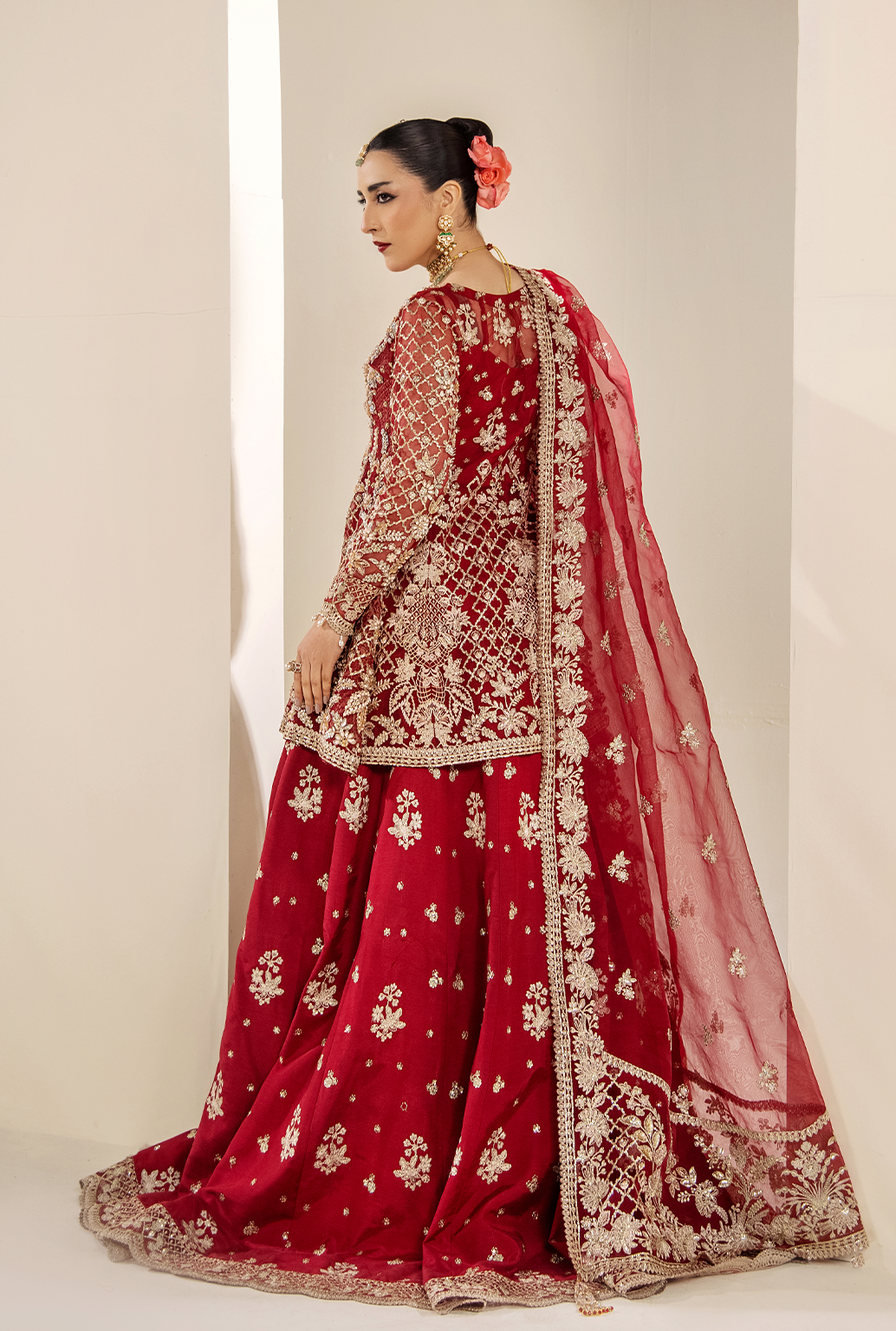 Saad Shaikh Amelie Style — Mairaz Maroon Lehenga