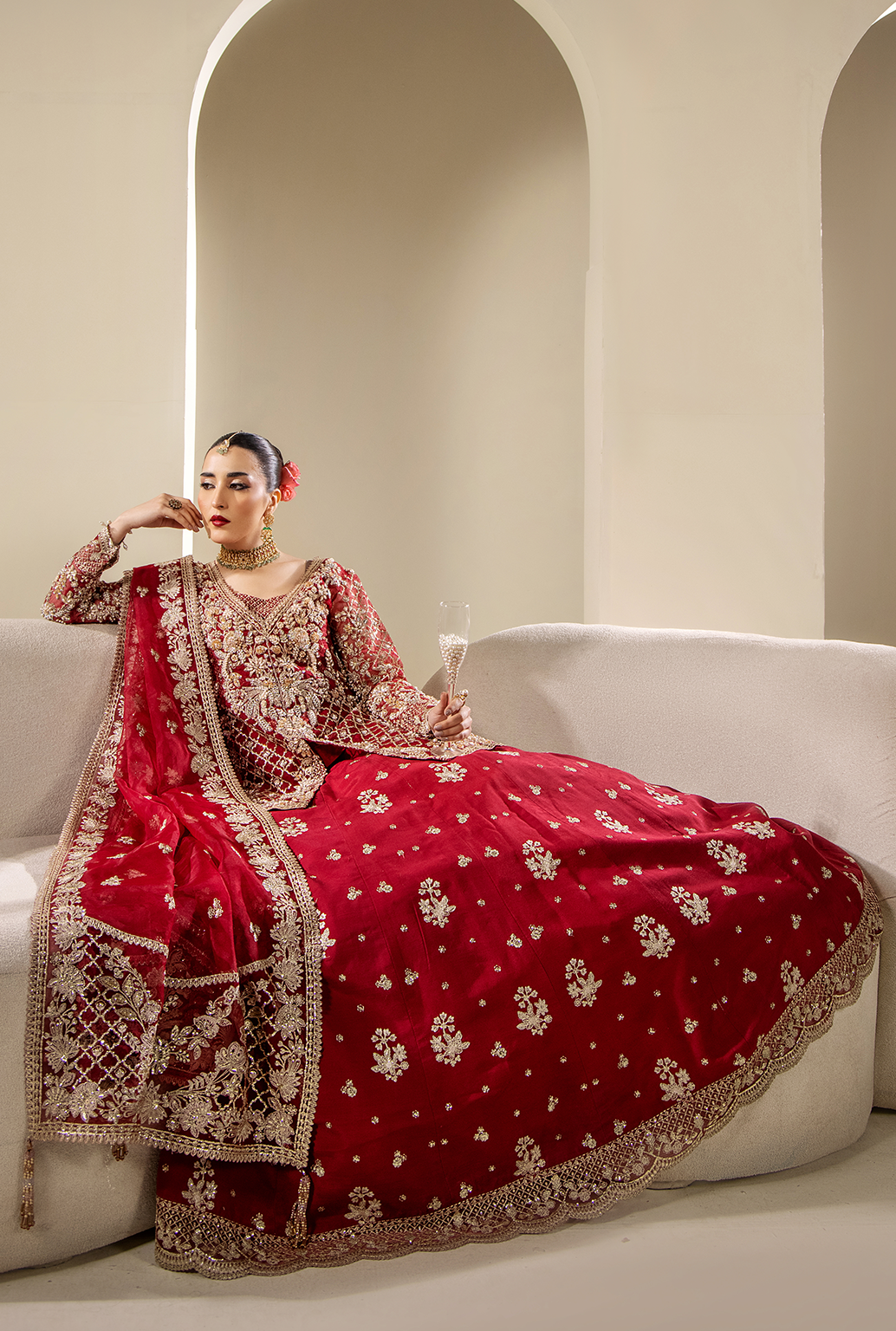 Saad Shaikh Amelie Style — Mairaz Maroon Lehenga