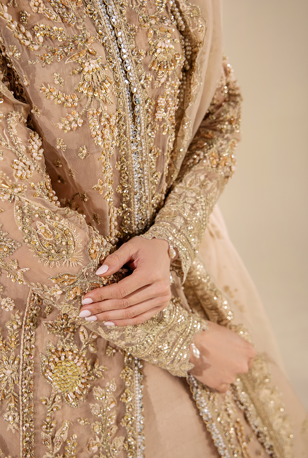 Saad Shaikh Anastasia Style — Mairaz Beige Three-Piece Suit