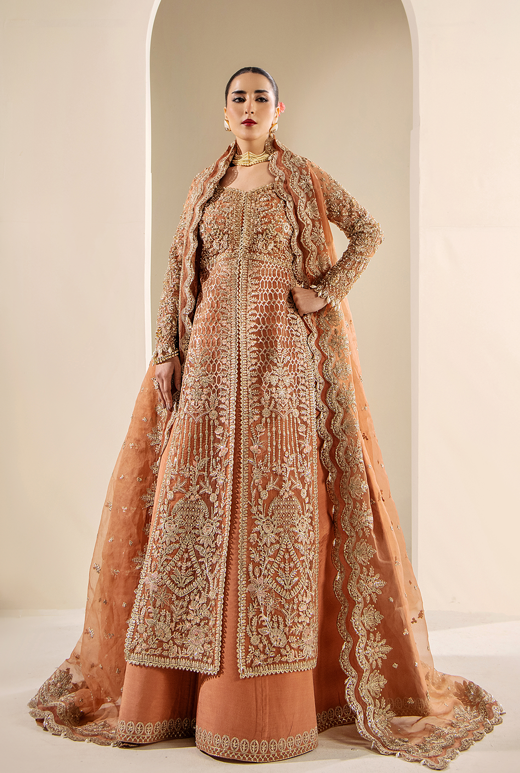 Saad Shaikh Serena Style — Mairaz Coral Three-Piece Suit