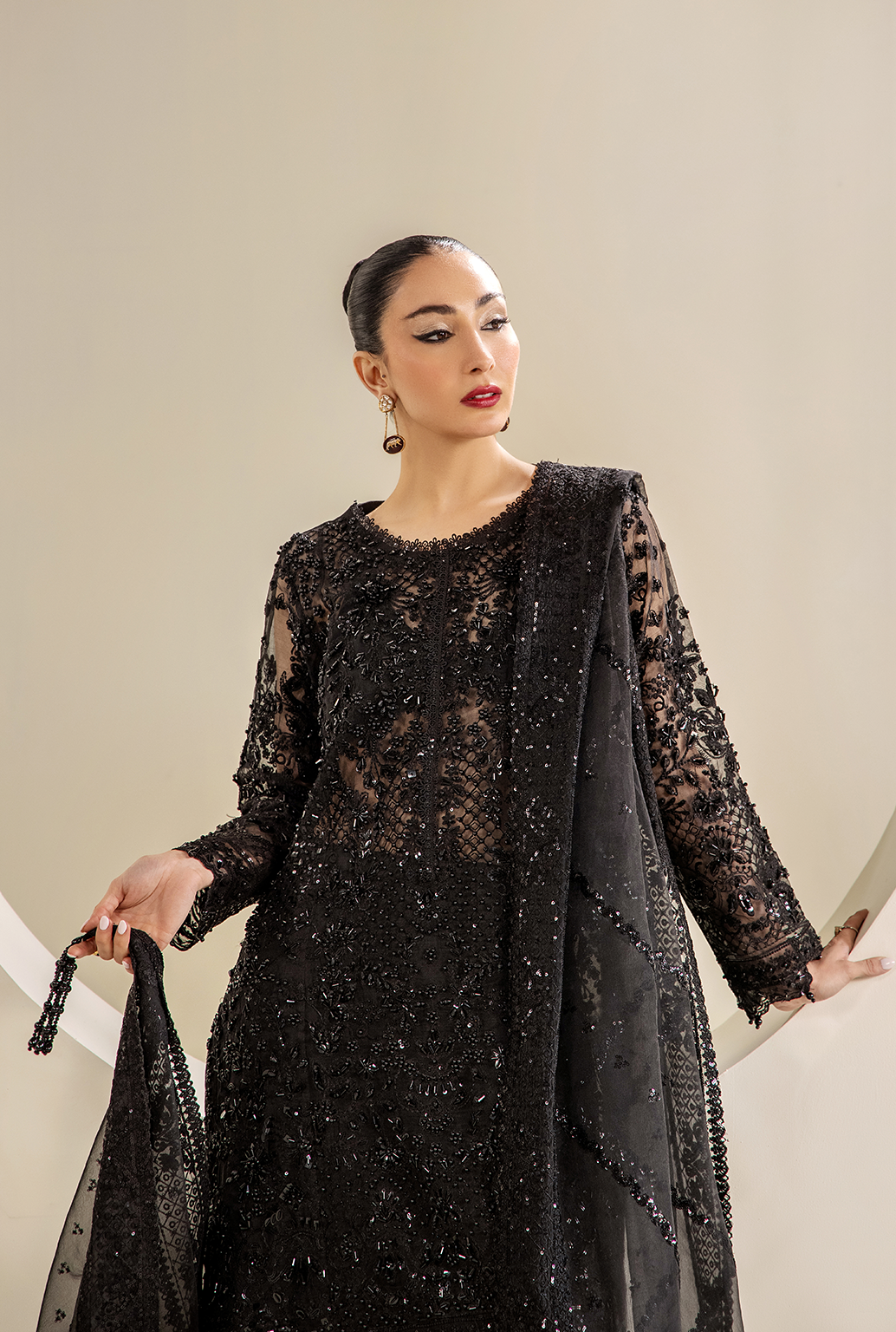 Saad Shaikh Ayla Style — Mairaz Black Three-Piece Suit