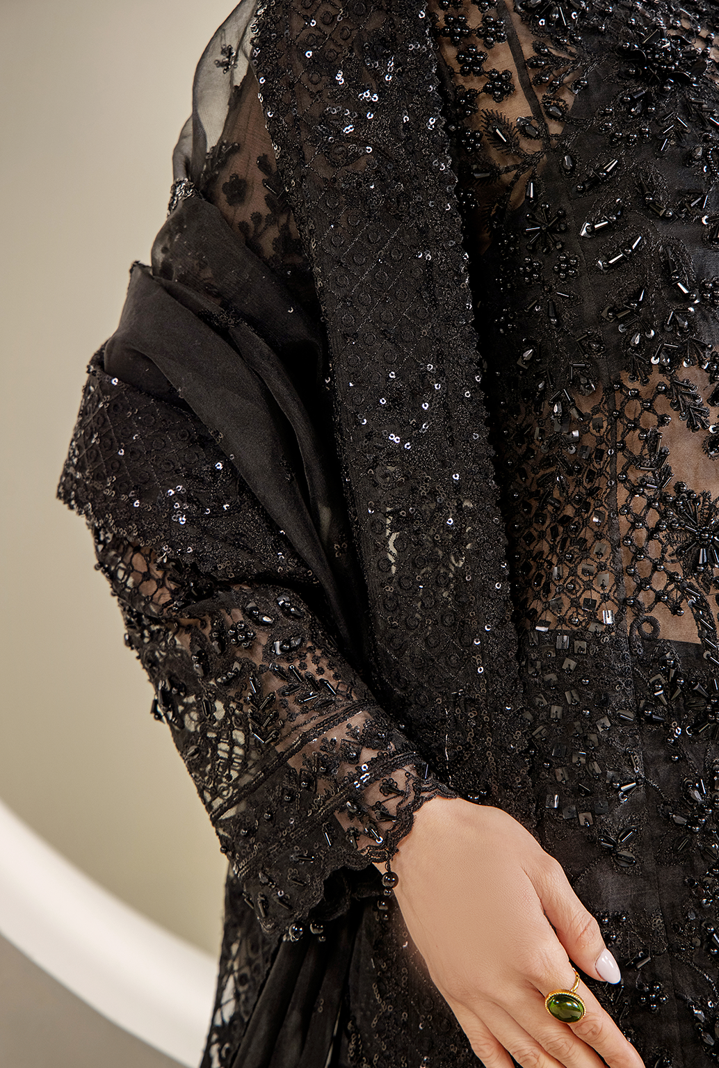 Saad Shaikh Ayla Style — Mairaz Black Three-Piece Suit