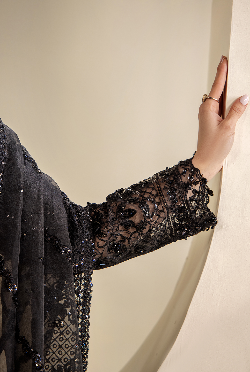 Saad Shaikh Ayla Style — Mairaz Black Three-Piece Suit