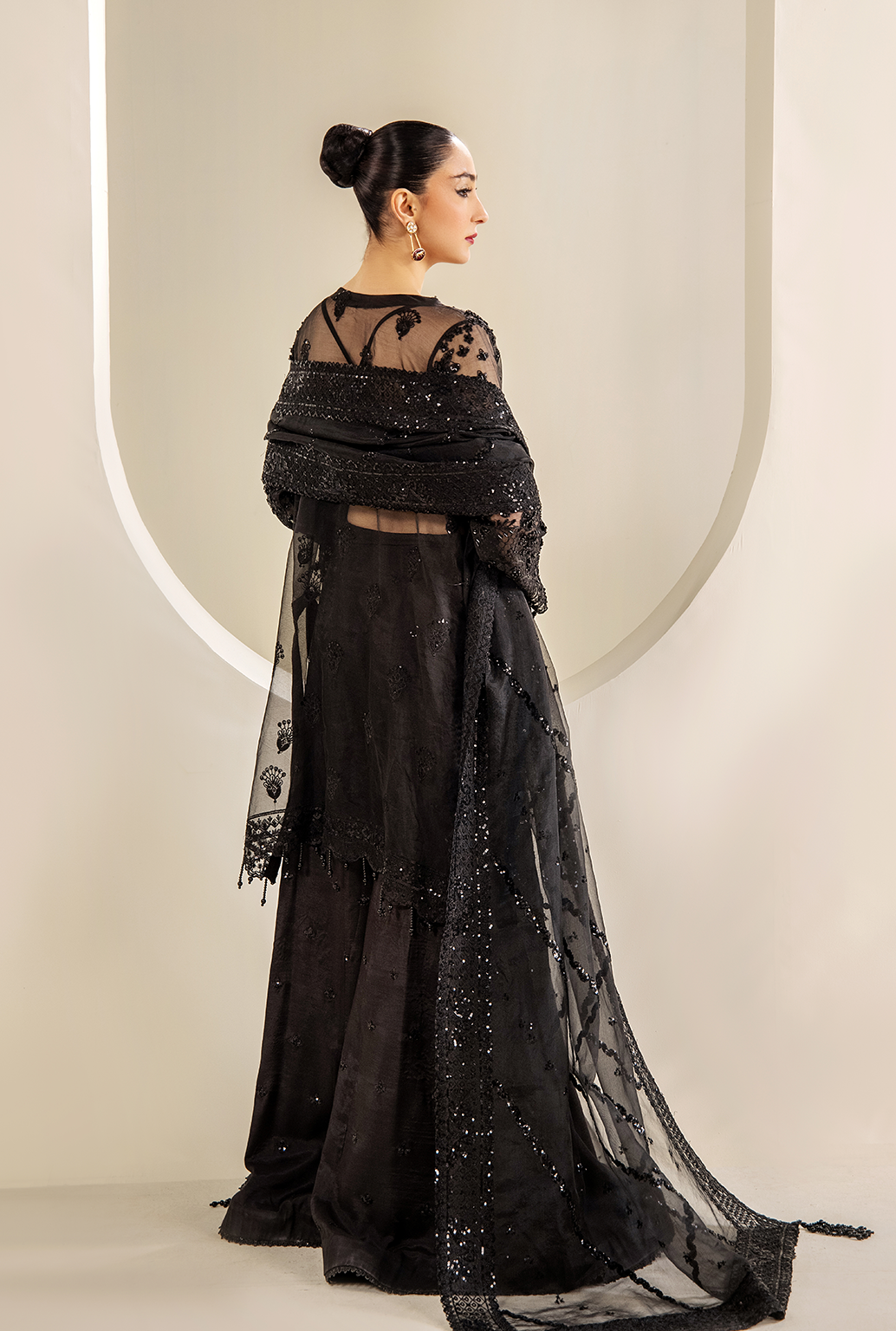 Saad Shaikh Ayla Style — Mairaz Black Three-Piece Suit