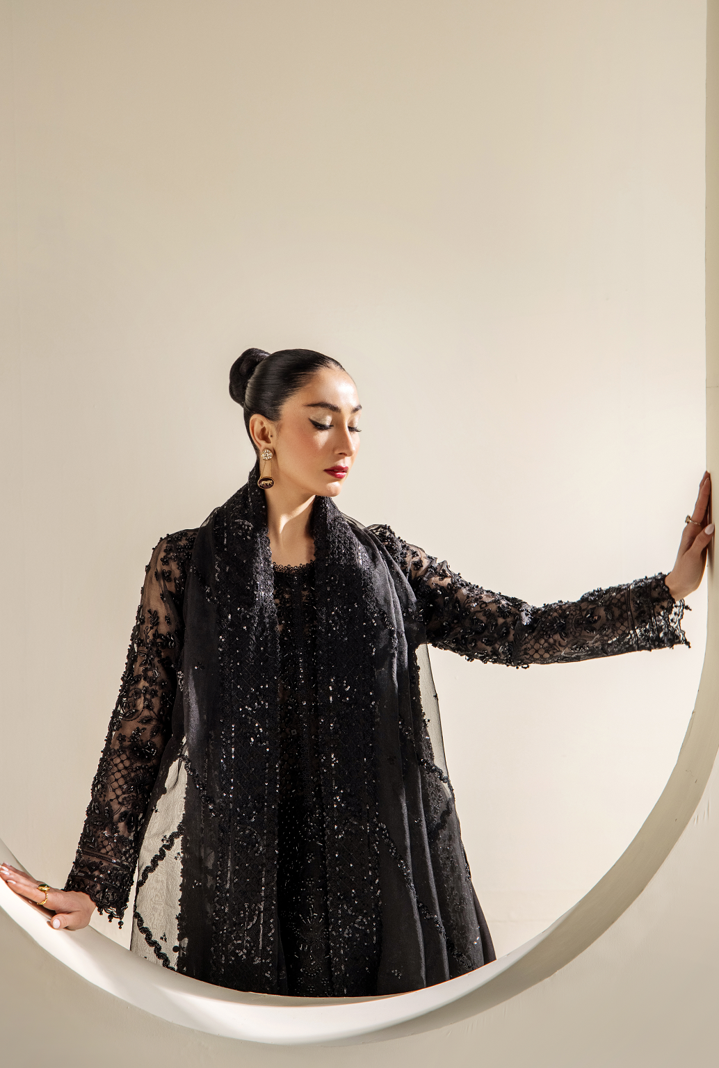 Saad Shaikh Ayla Style — Mairaz Black Three-Piece Suit
