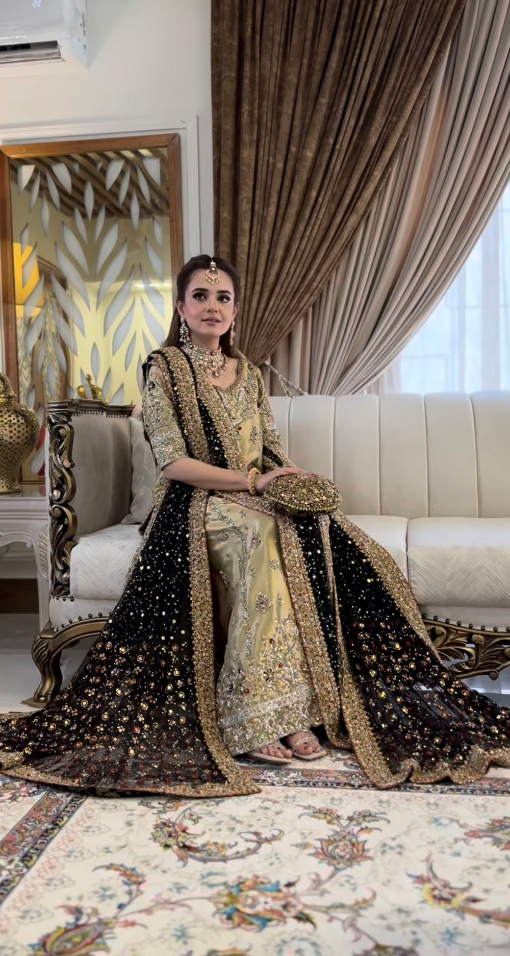 Haris Shakeel Gold & Black style — Mairaz gold and black four-piece suit reference, view 6 of 8