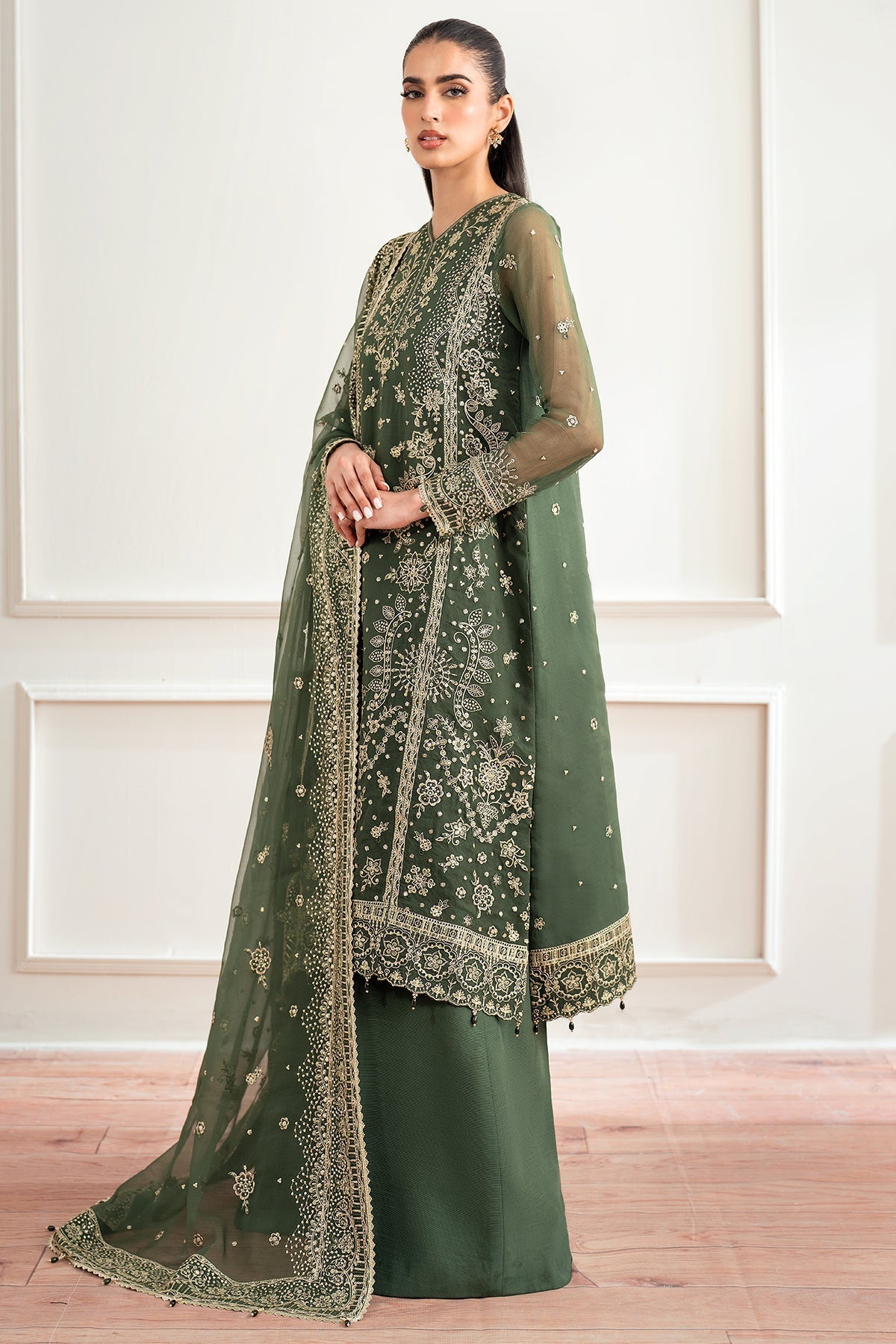 Farasha Muted Moss Style — Mairaz Three-Piece Suit