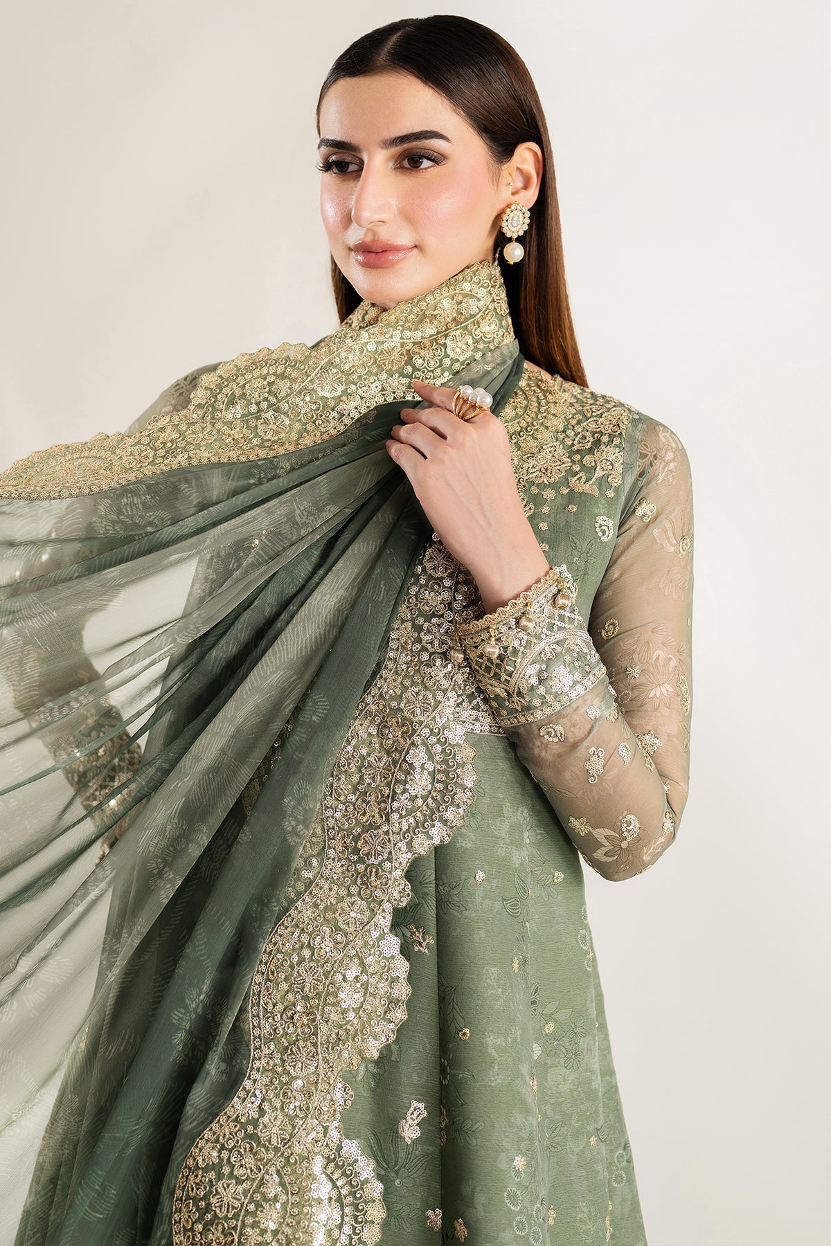 Farasha Olive Aura Style — Mairaz Three-Piece Suit