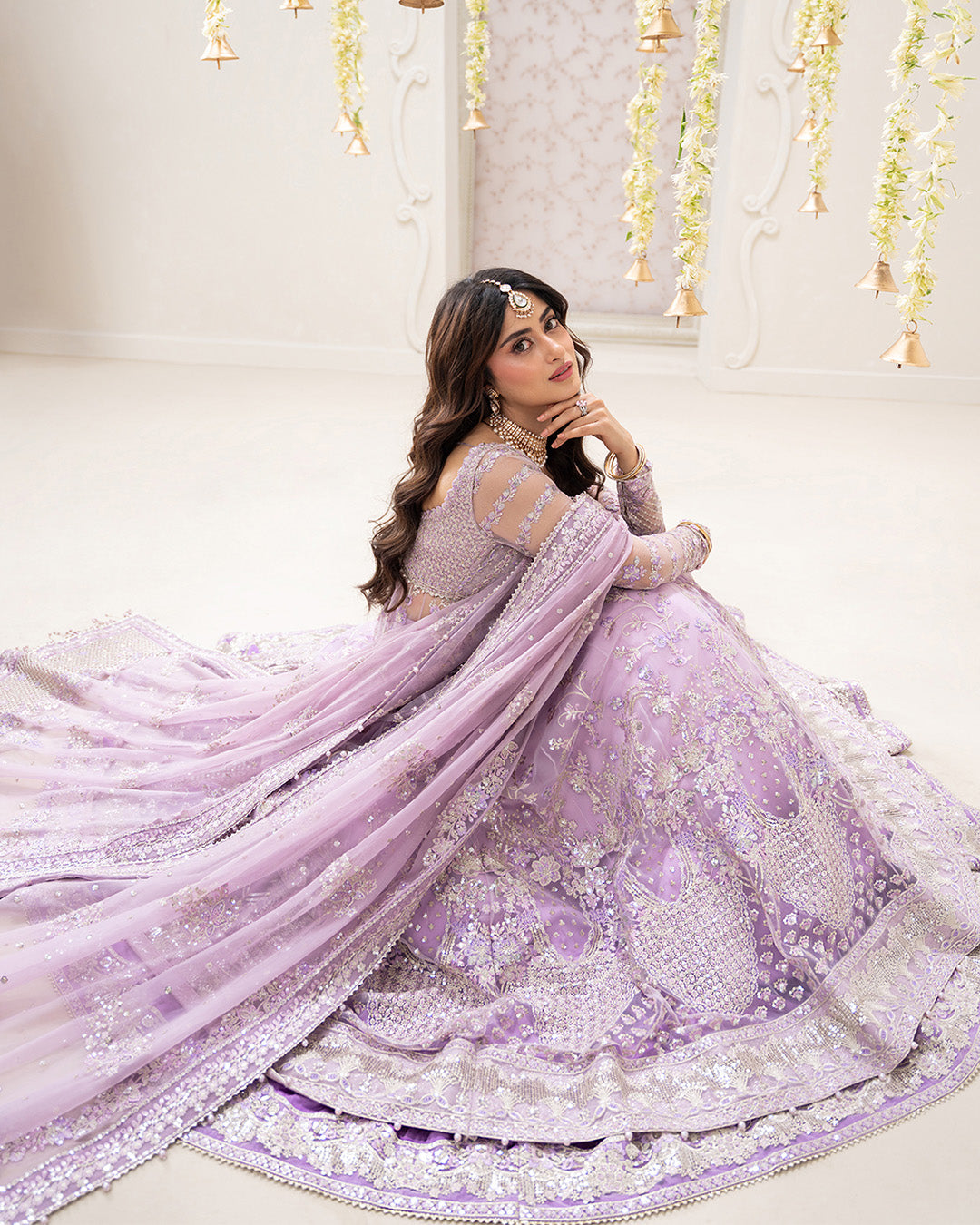 Faiza Saqlain Pinar style — Mairaz lilac lehenga reference, view 4 of 7