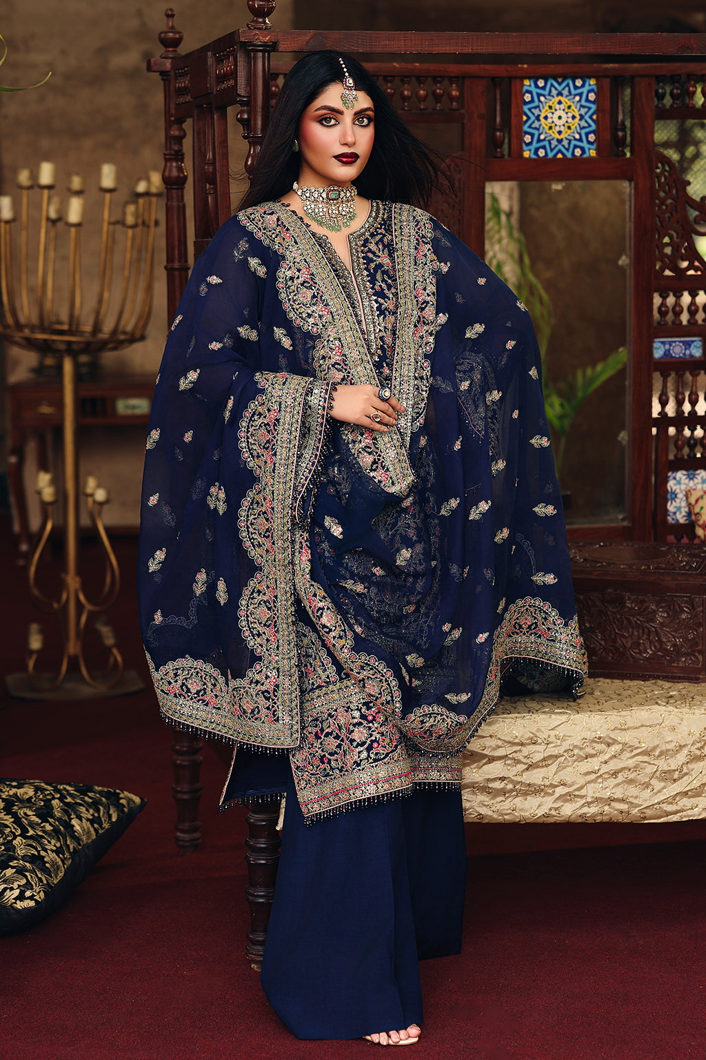 Saad Shaikh Nafeesa Style — Mairaz Navy Three-Piece Suit