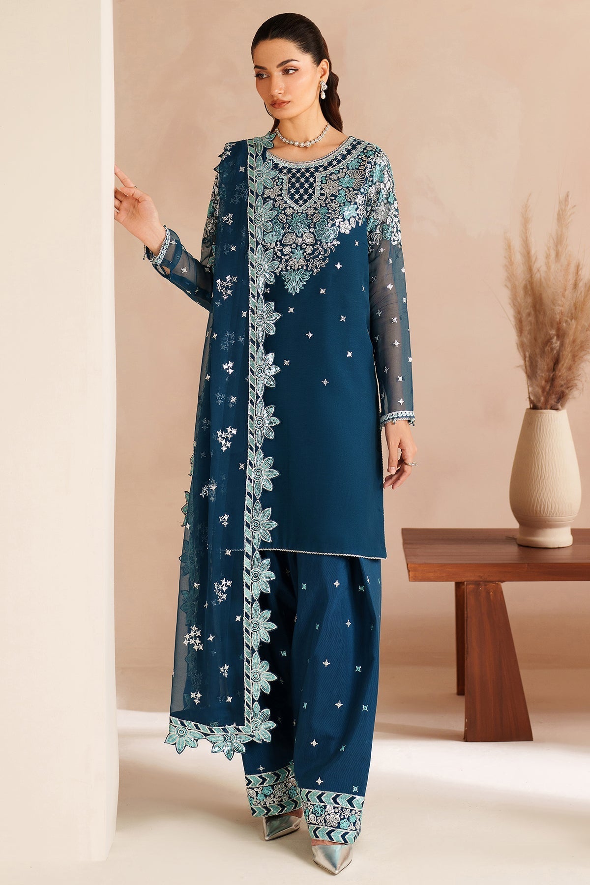 Farasha Cobalt Haze Style — Mairaz Three-Piece Suit