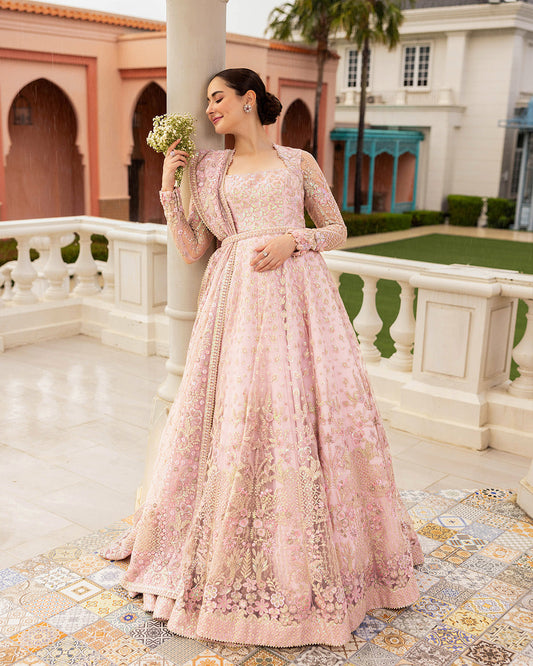 Faiza Saqlain Ruzova style — Mairaz powder pink maxi reference, view 2 of 7