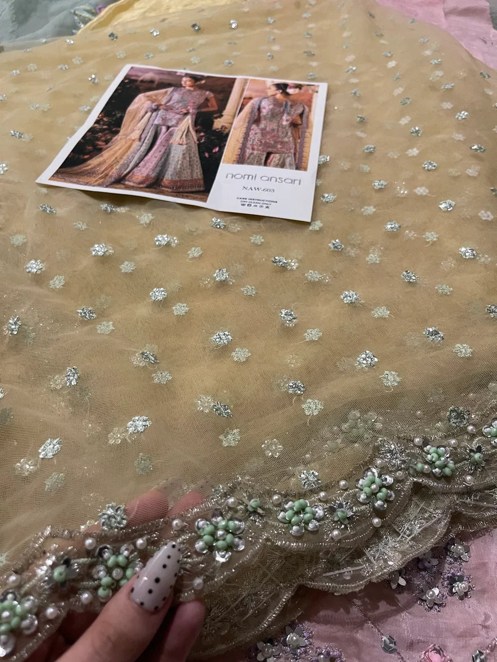 Nomi Ansari Fairytale style — embroidered panel detail
