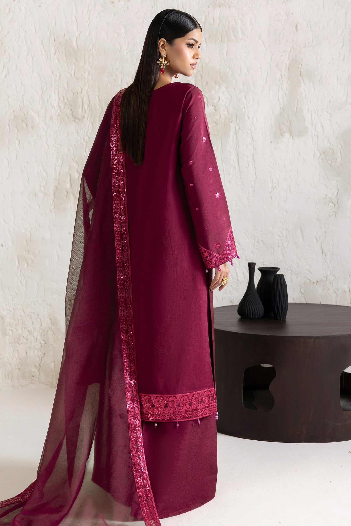 Farasha Fuchsia Glow Style — Mairaz Three-Piece Suit