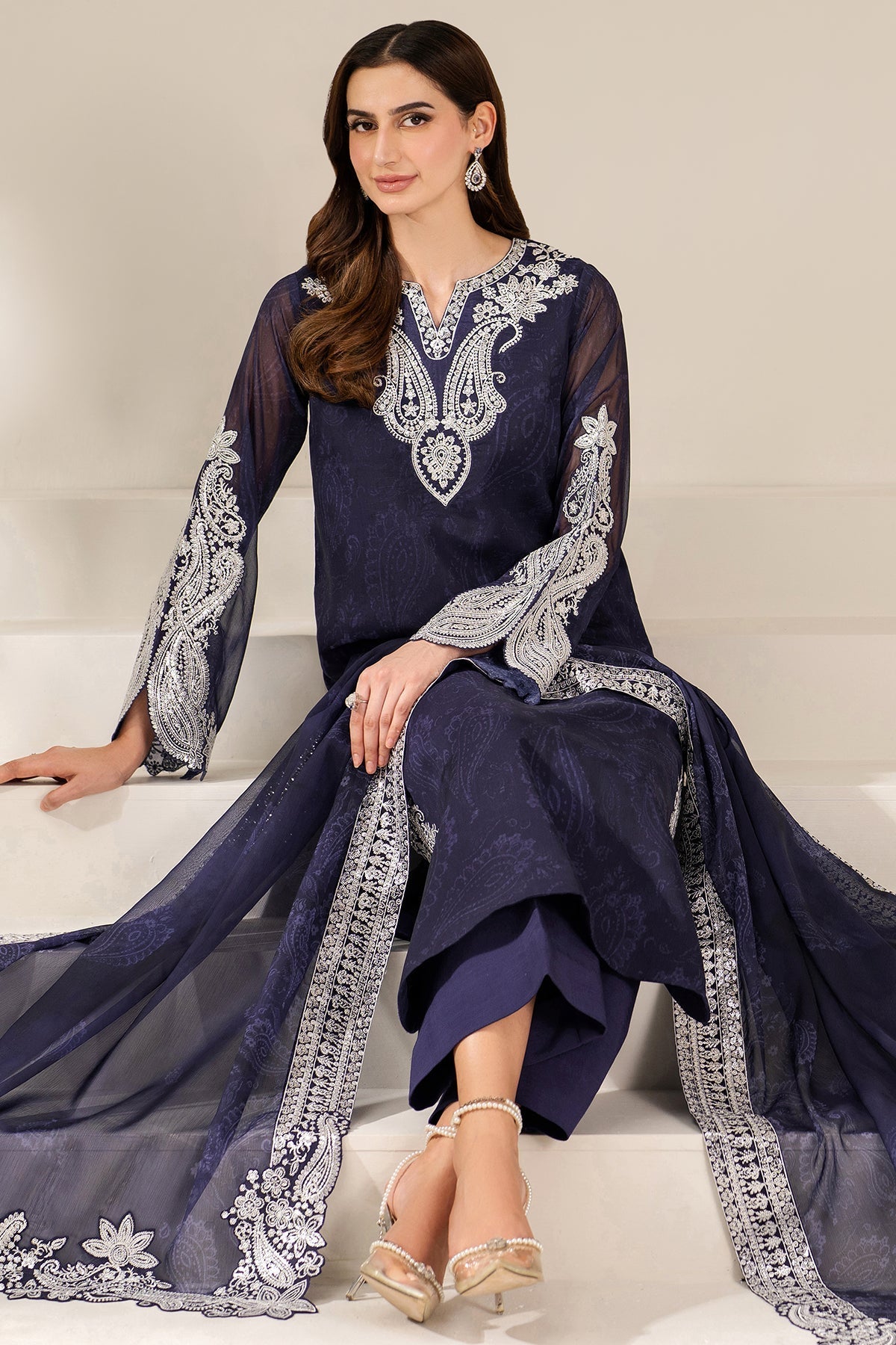 Farasha Blue Dazzle Style — Mairaz Blue Three-Piece Suit