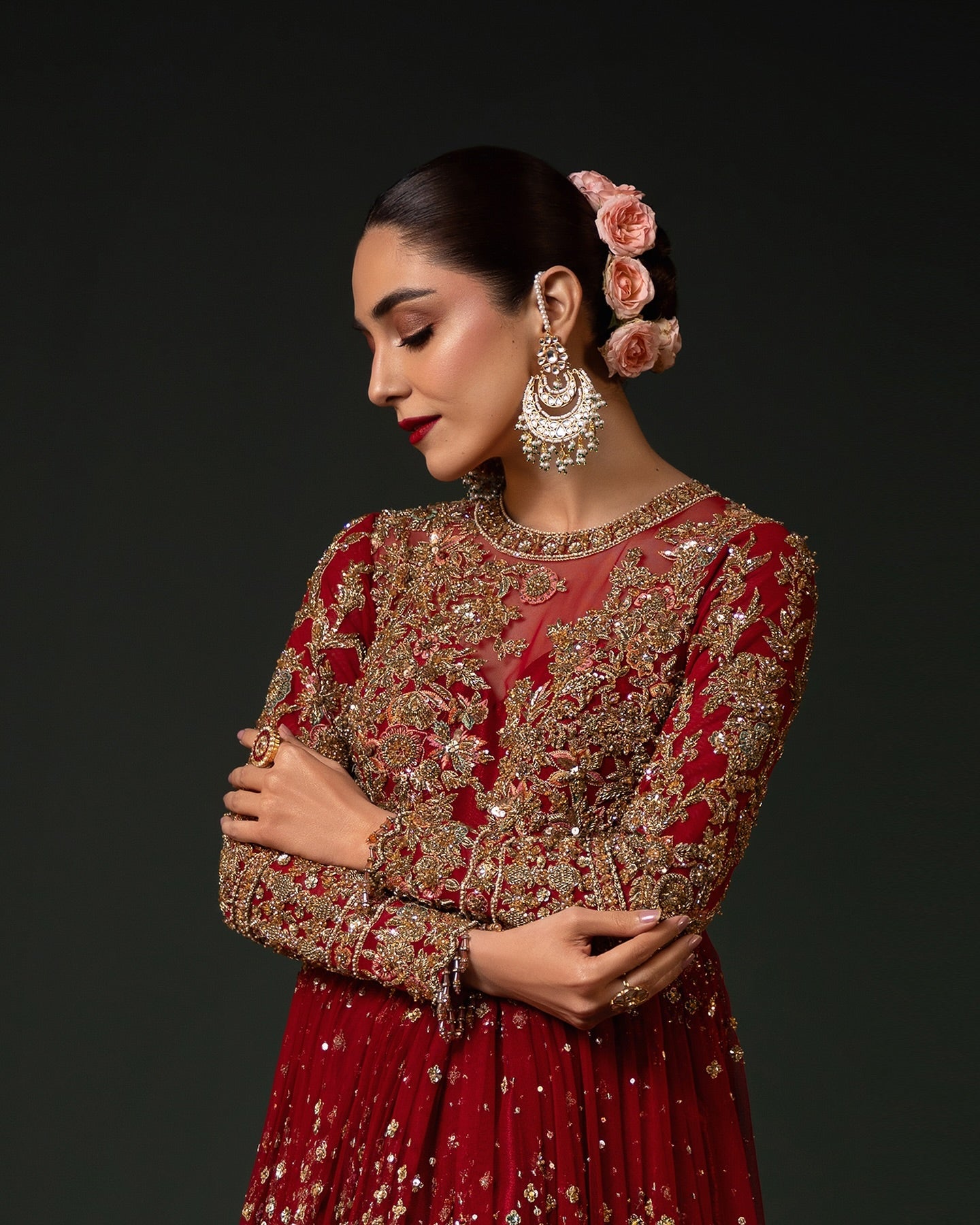 Ahmad Sultan Sablette Style — Mairaz Red & Gold Bridal Gown