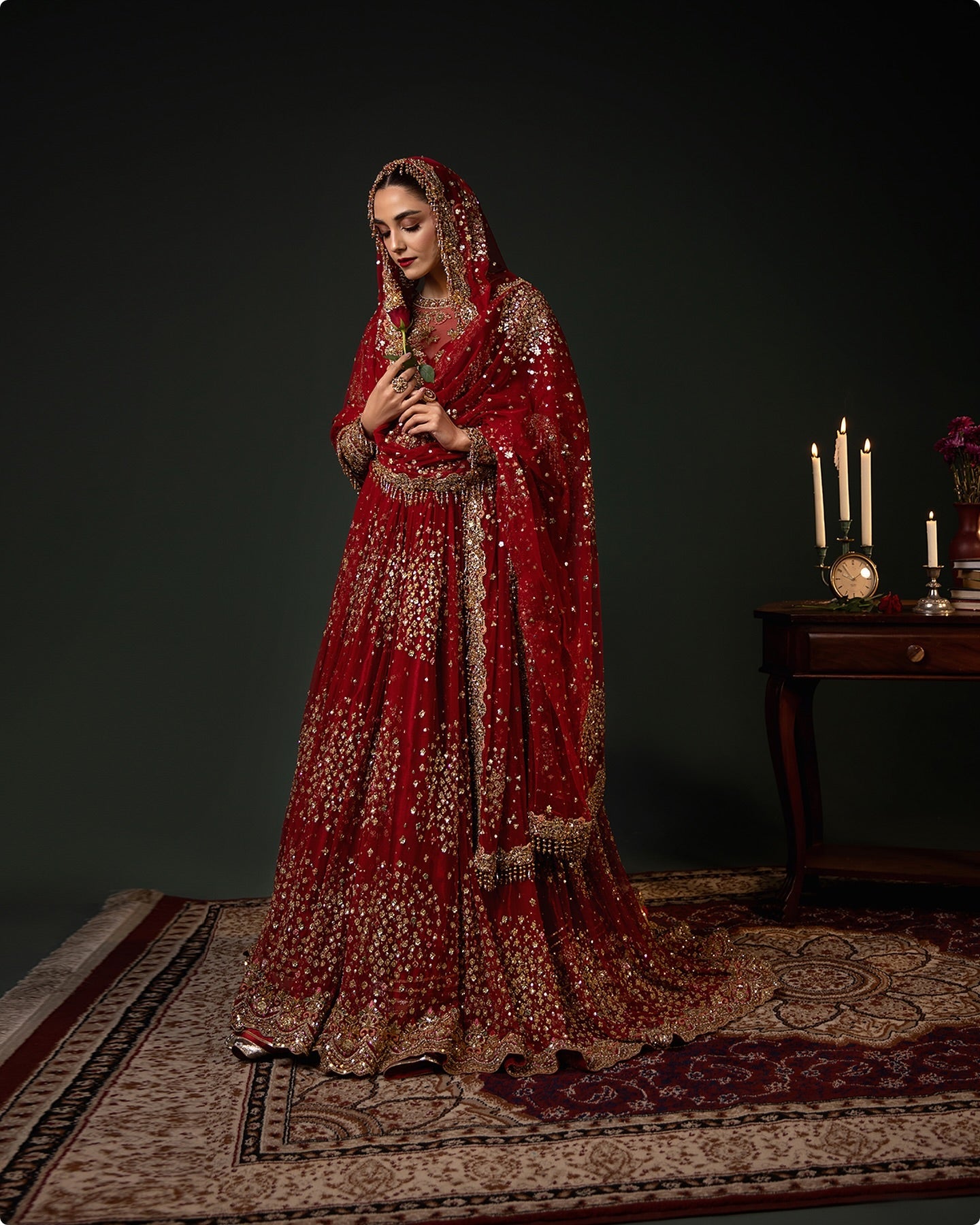 Ahmad Sultan Sablette Style — Mairaz Red & Gold Bridal Gown