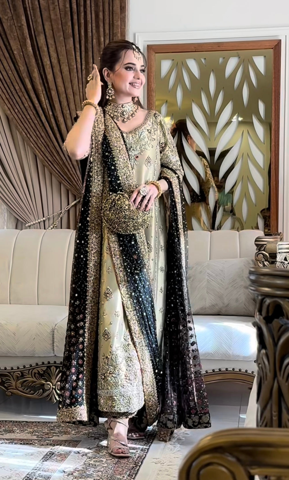 Haris Shakeel Gold & Black style — Mairaz gold and black four-piece suit reference, view 7 of 8