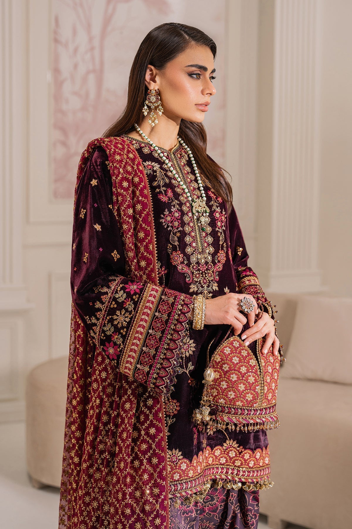 Embroidered Velvet UF-752 Style — Mairaz reproduction, product view 7 of 20