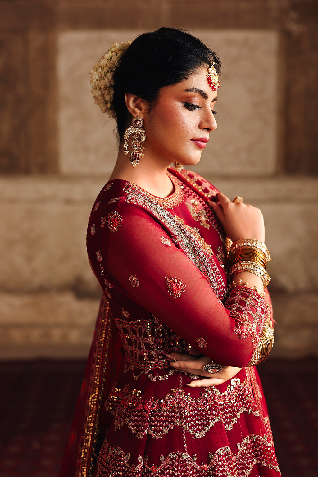 Saad Shaikh Dure Style — Mairaz Maroon Lehenga