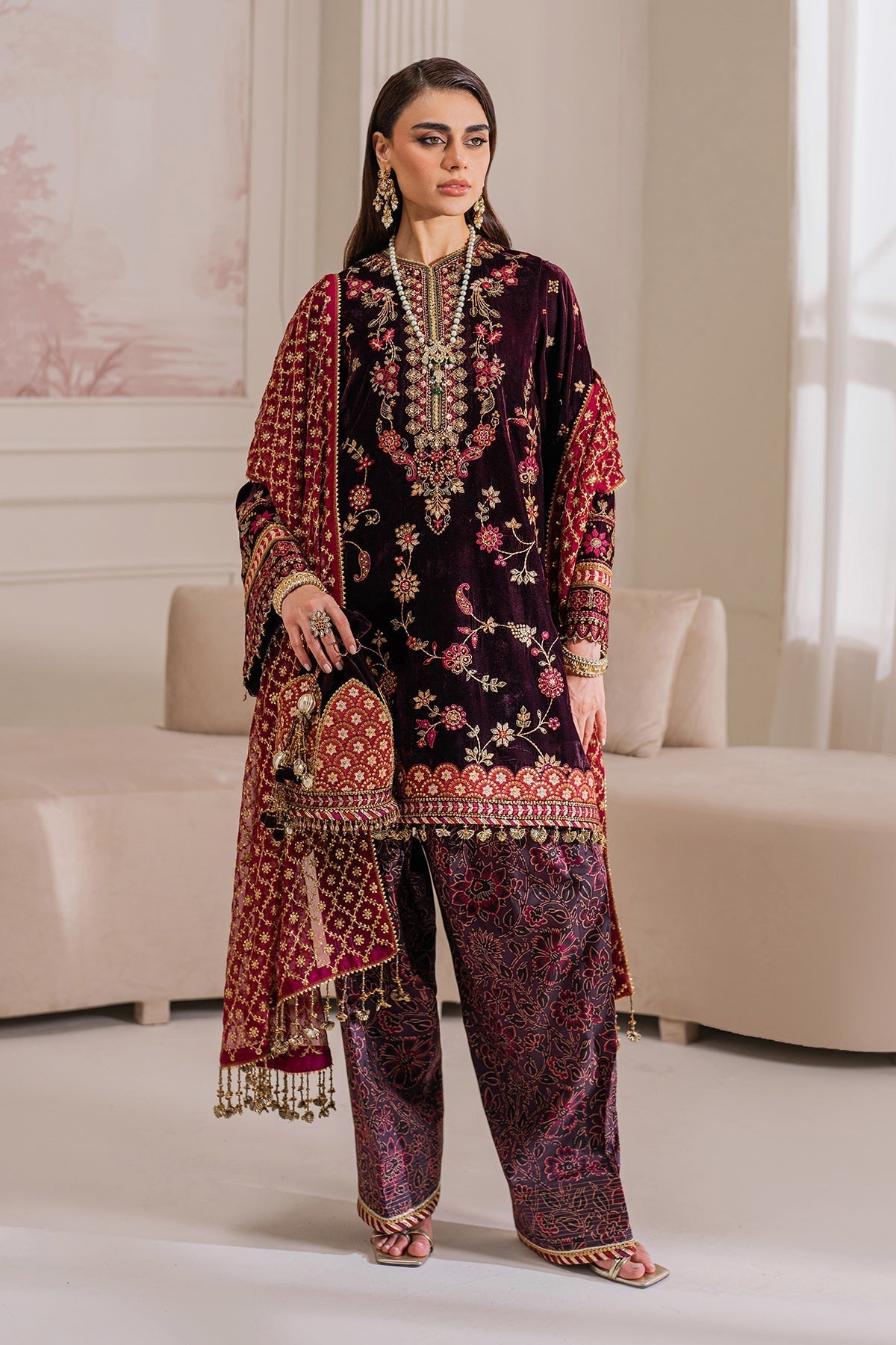 Embroidered Velvet UF-752 Style — Mairaz reproduction, product view 3 of 20