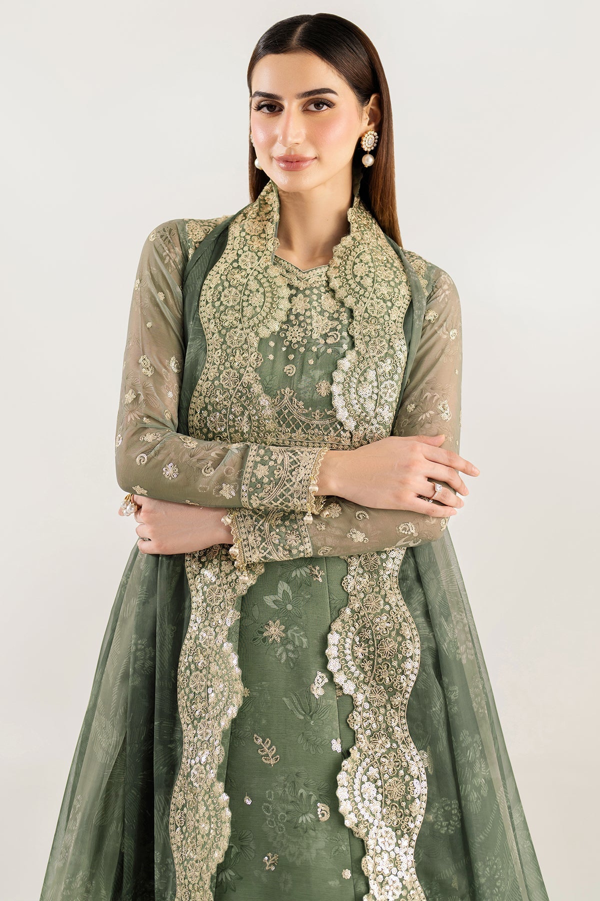 Farasha Olive Aura Style — Mairaz Three-Piece Suit