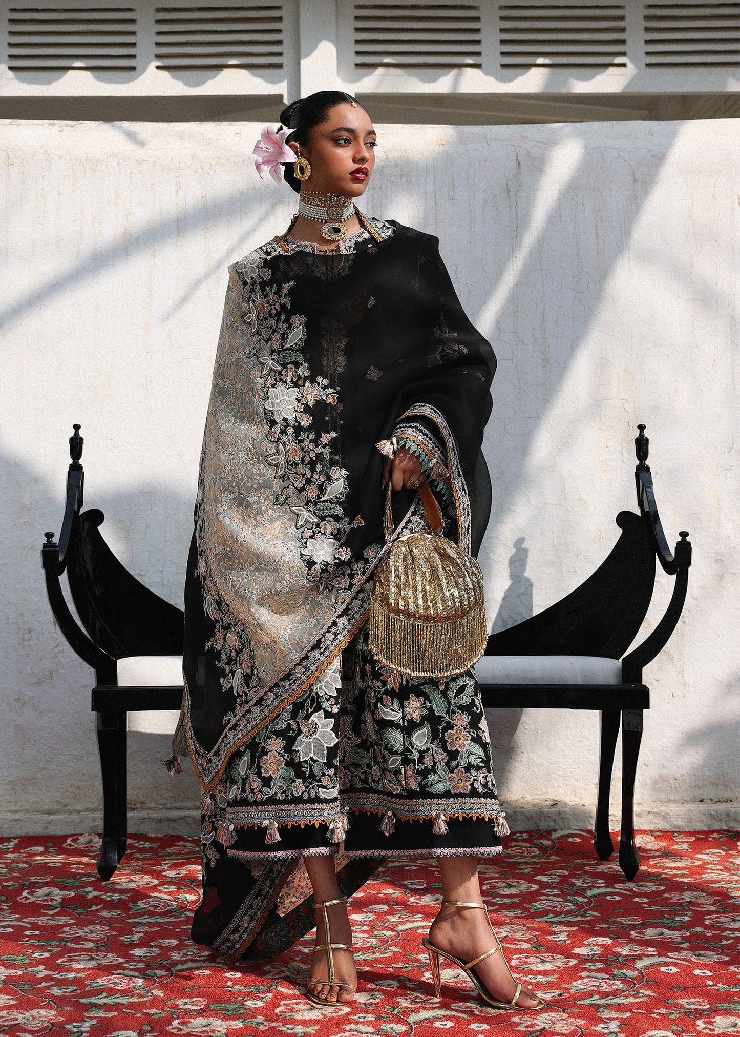 Hussain Rehar Sable style — Mairaz black three-piece suit reference, view 5 of 7