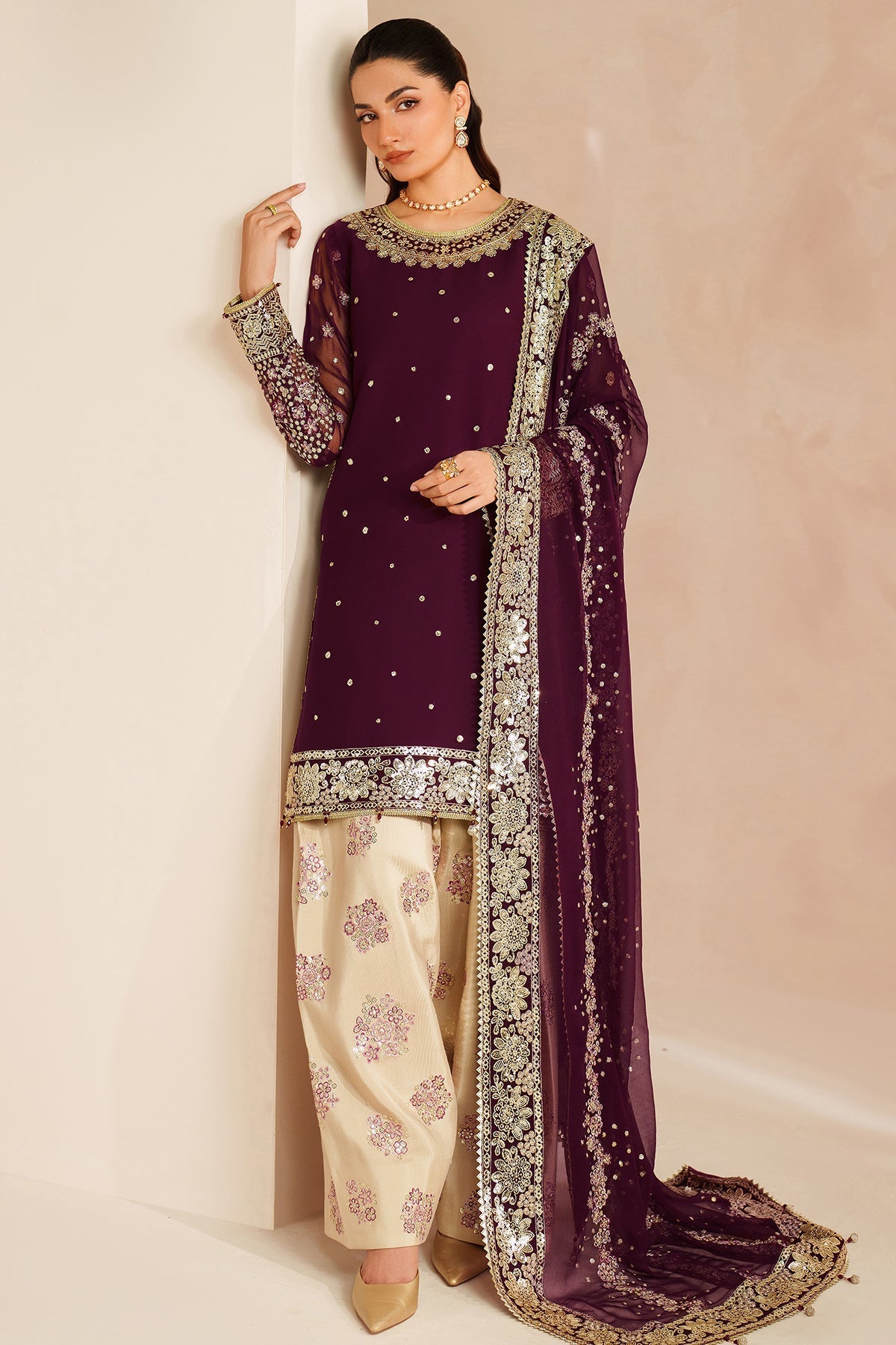 Farasha Maple Glow Style — Mairaz Three-Piece Suit