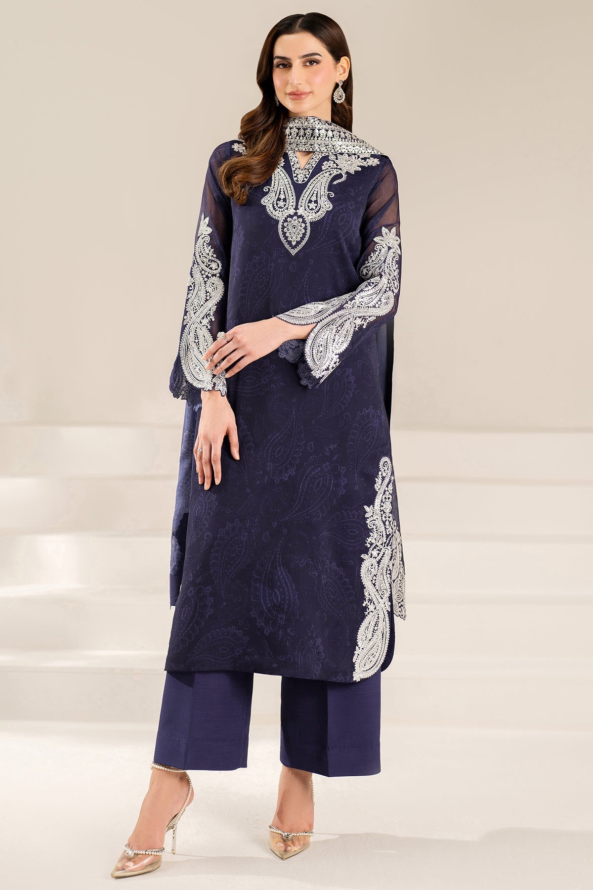 Farasha Blue Dazzle Style — Mairaz Blue Three-Piece Suit