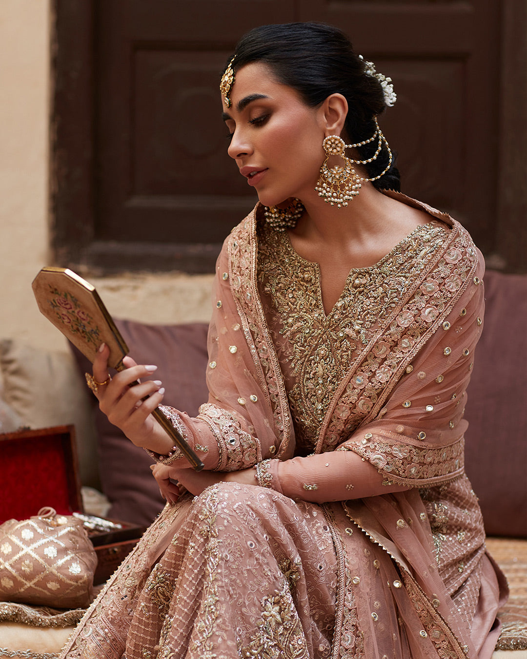 Faiza Saqlain Zeena style — Mairaz Salmon Sharara Set reference, view 13 of 14