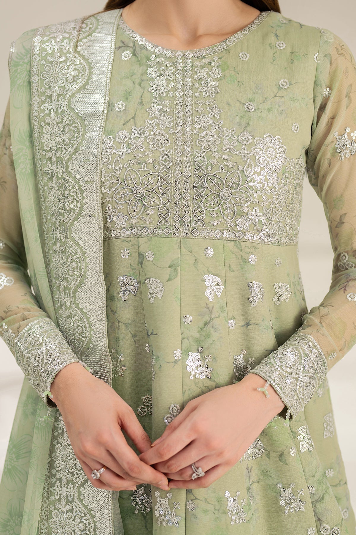 Farasha Sage Sparkle Style — Mairaz Three-Piece Suit