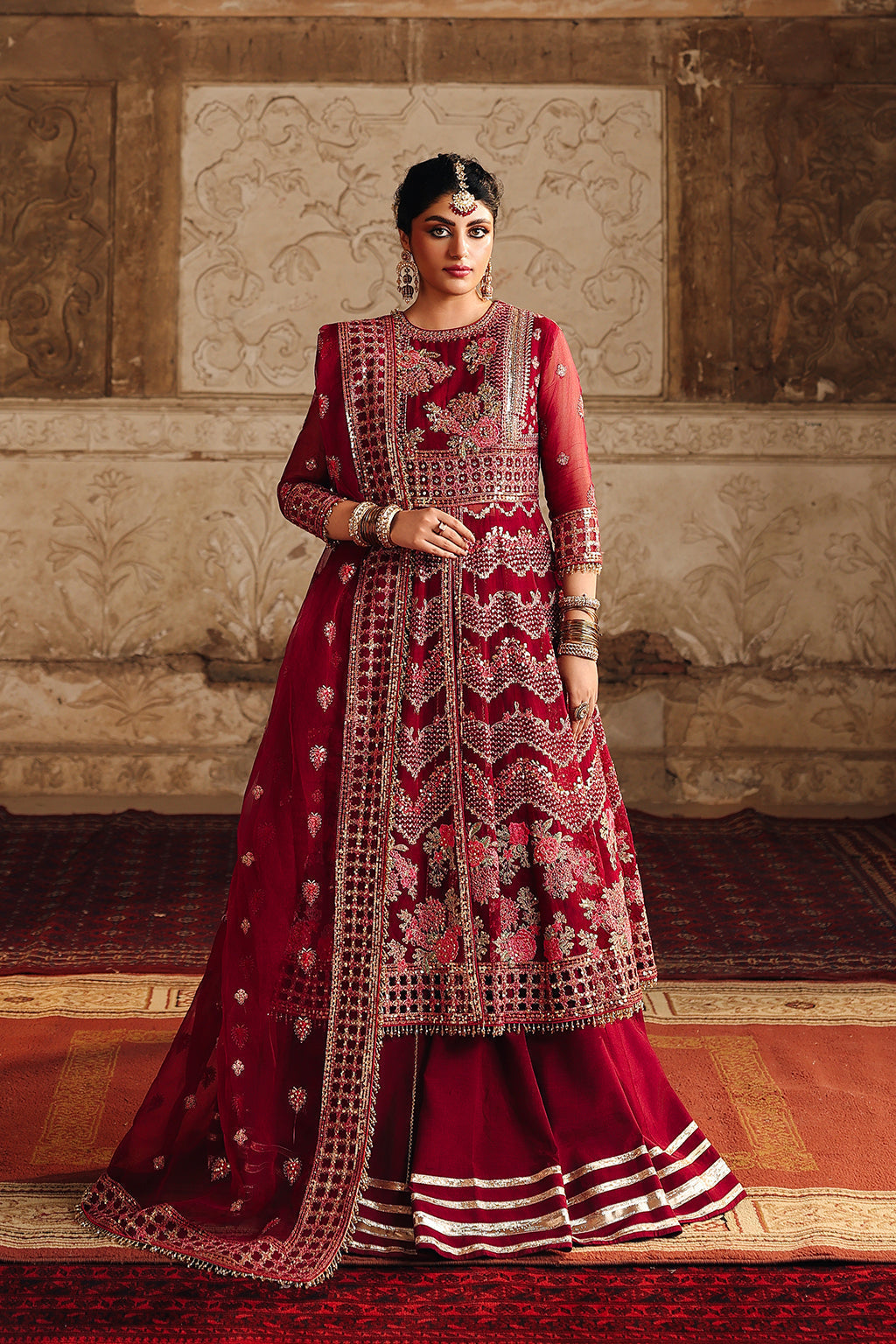 Saad Shaikh Dure Style — Mairaz Maroon Lehenga