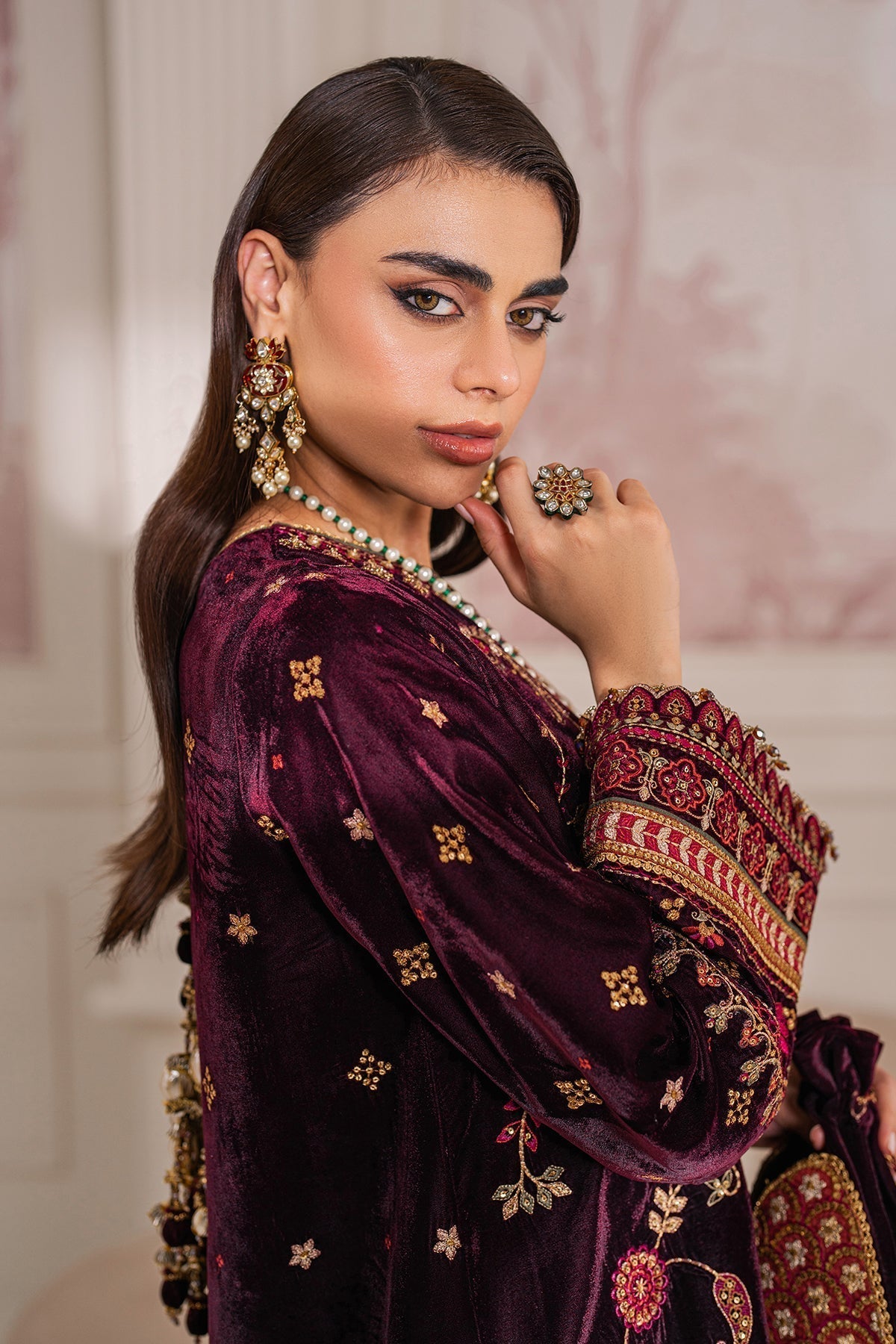 Embroidered Velvet UF-752 Style — Mairaz reproduction, product view 4 of 20