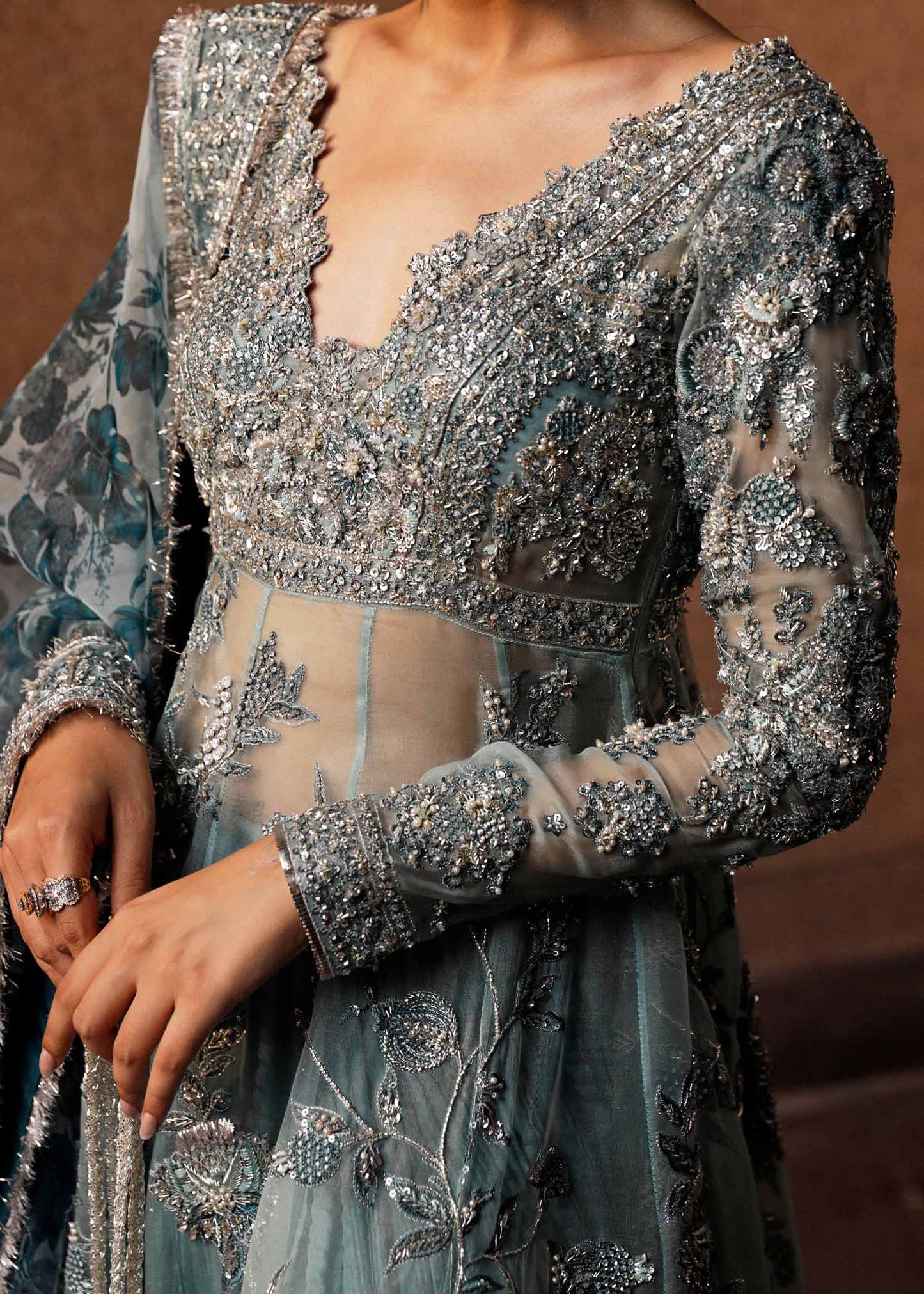 Hussain Rehar Astra style — Mairaz ice blue sharara reference, view 5 of 6