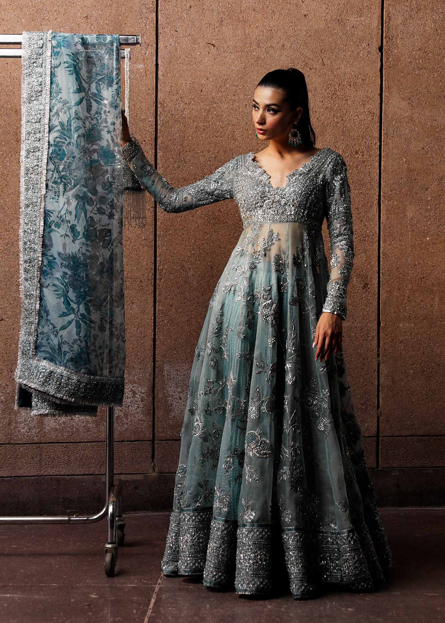Hussain Rehar Astra style — Mairaz ice blue sharara reference, view 1 of 6