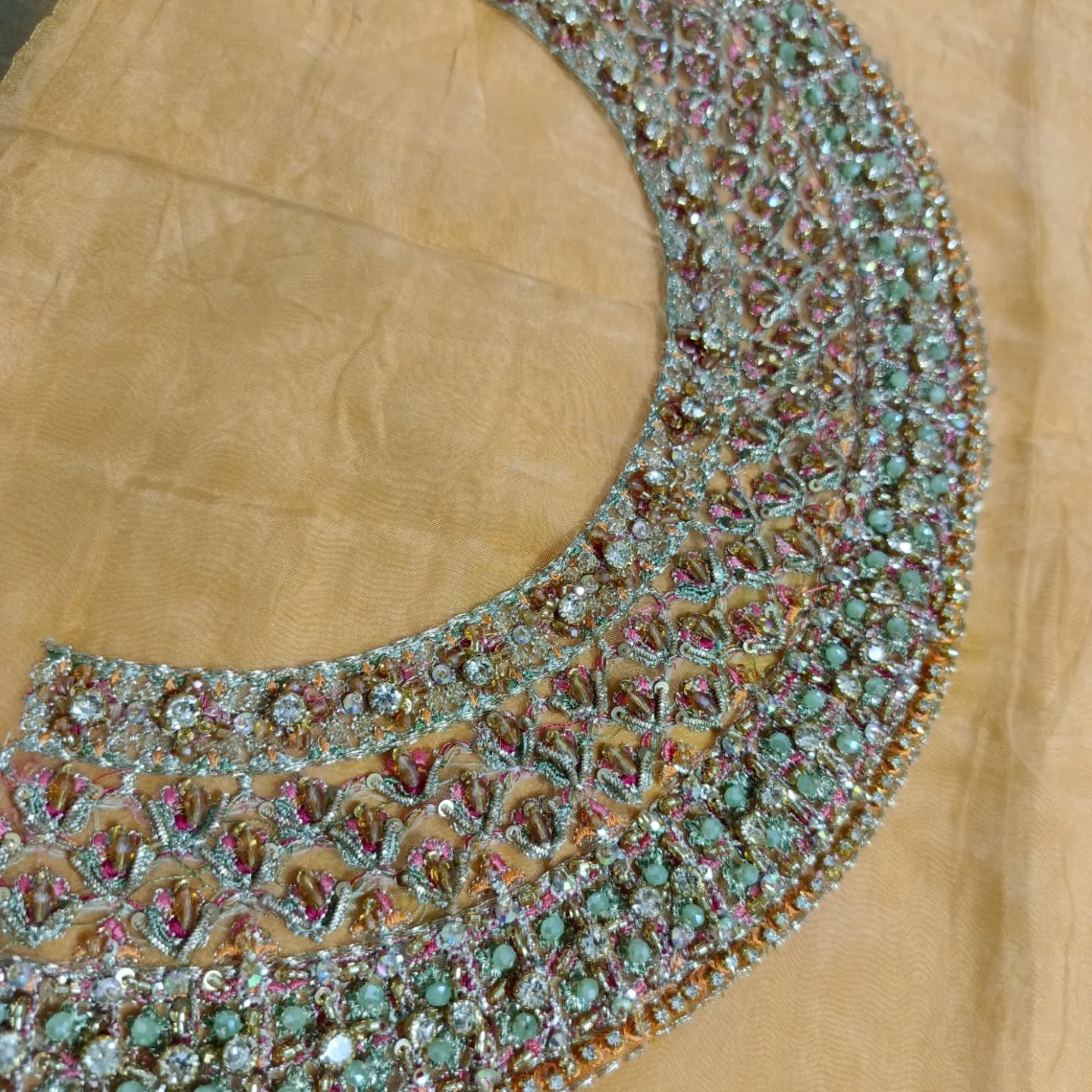 Hussain Rehar Vaskas Style — Mairaz Peach & Teal Three-Piece Suit