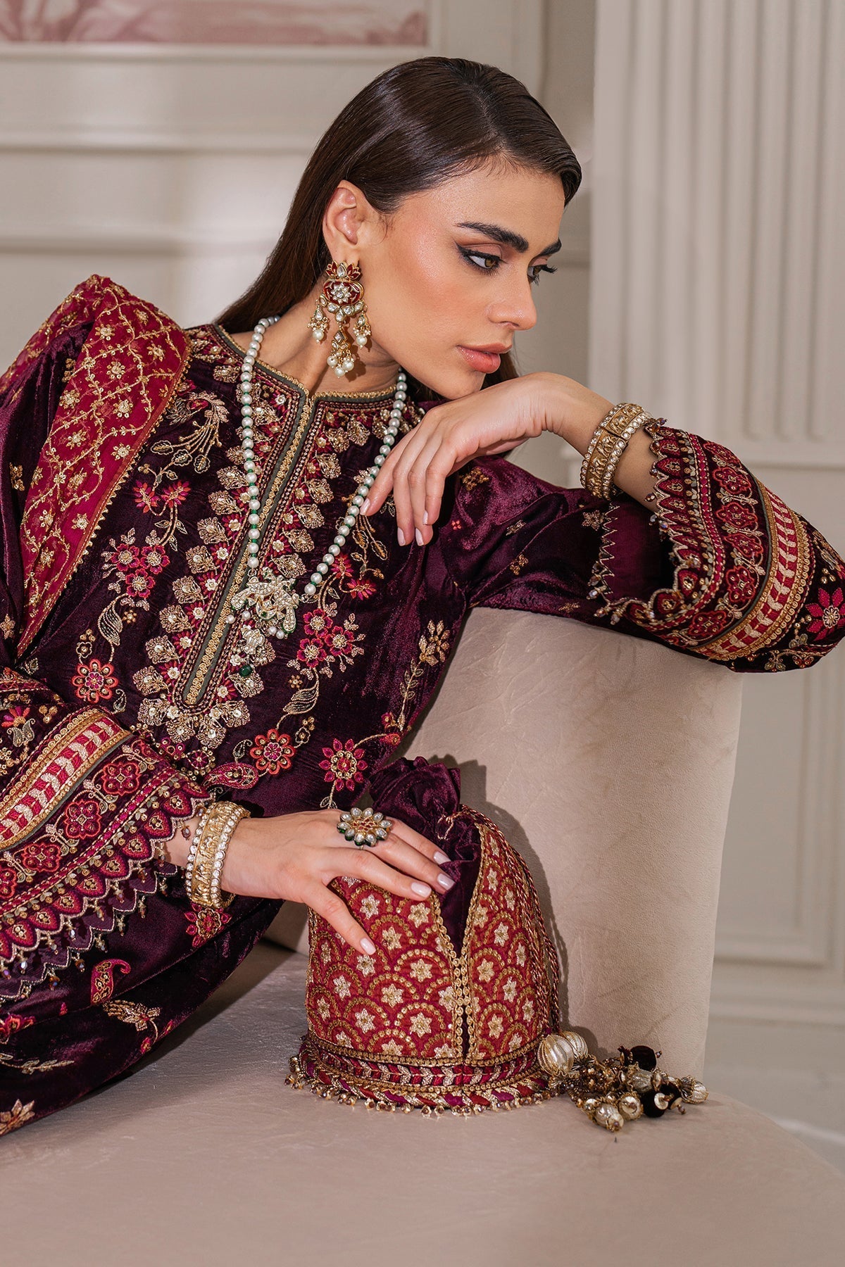 Embroidered Velvet UF-752 Style — Mairaz reproduction, product view 12 of 20